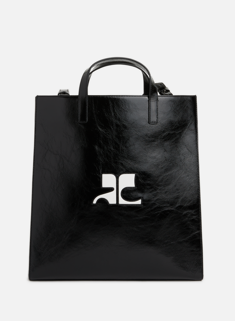 Black leather tote bag COURRÈGES 