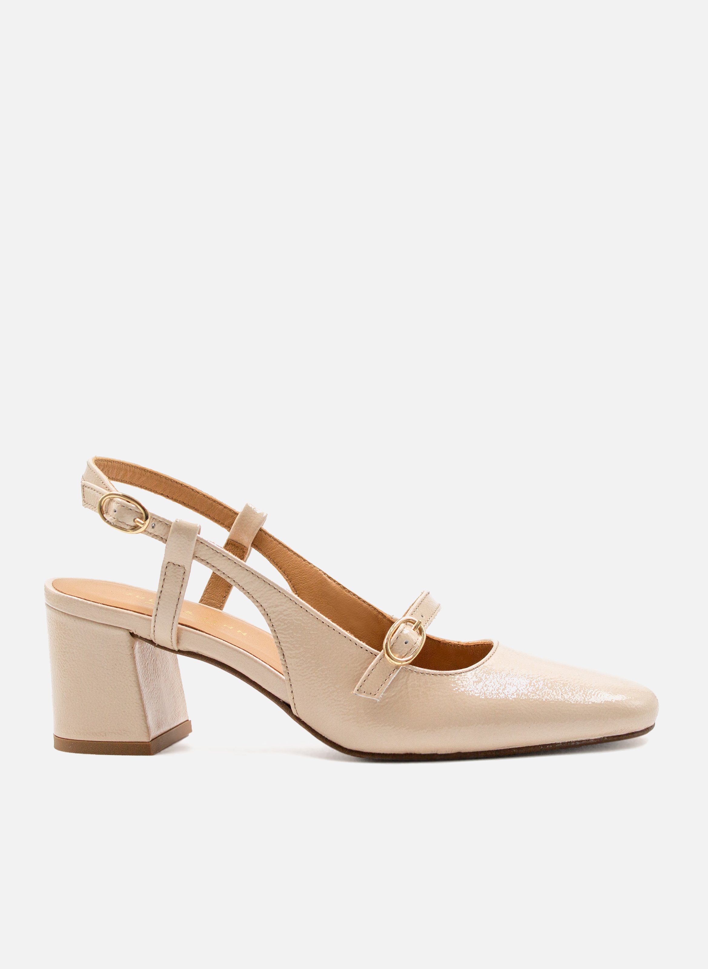 Escarpins slingback cuir vernis JULES & JENN Blanc