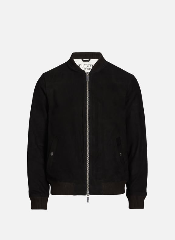 Veste en cuir de chèvre Noir by SELECTED SELECTED Veste en cuir de chèvre Noir