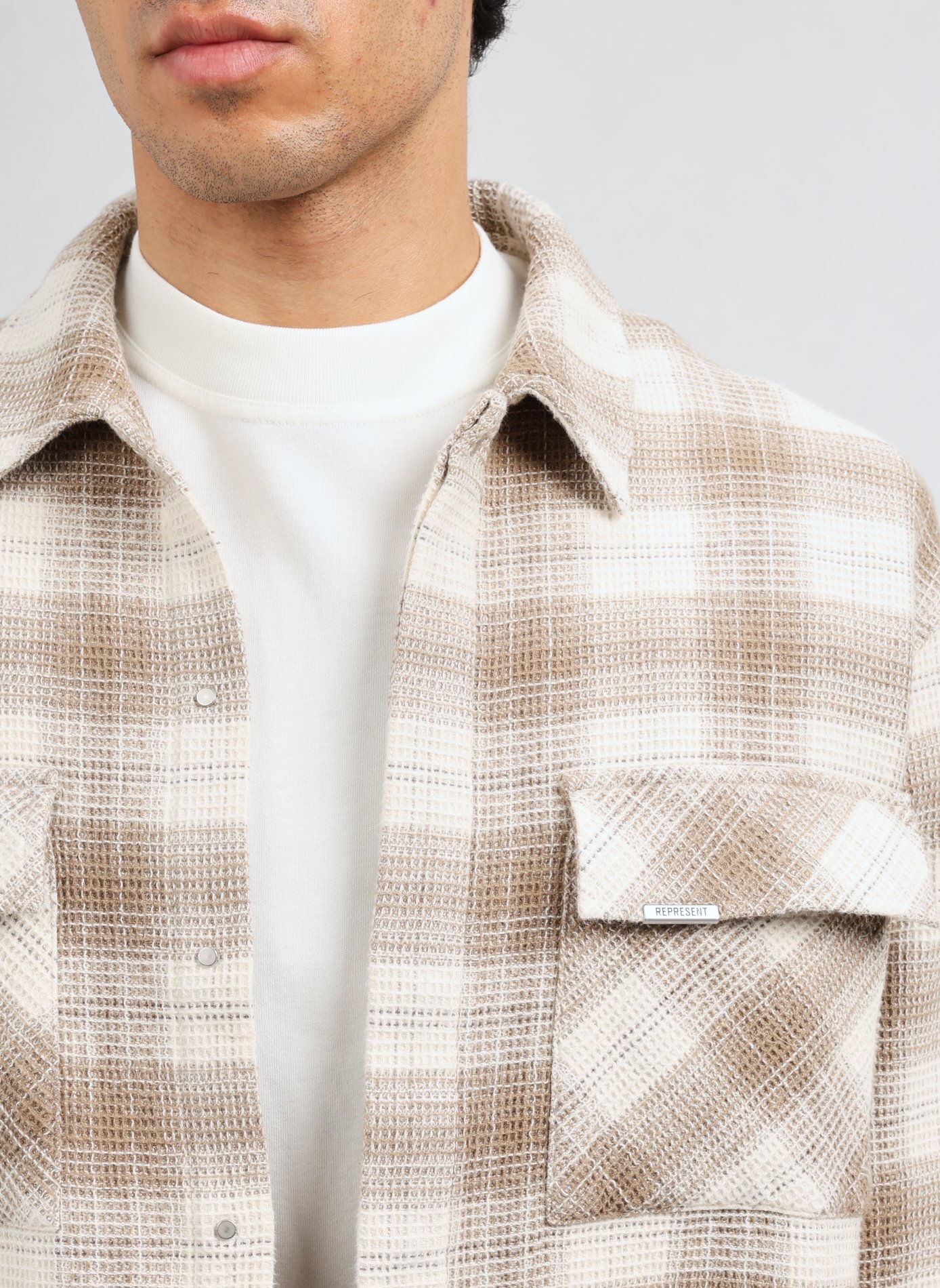 Flannel Waffle Overshirt REPRESENT Brown
