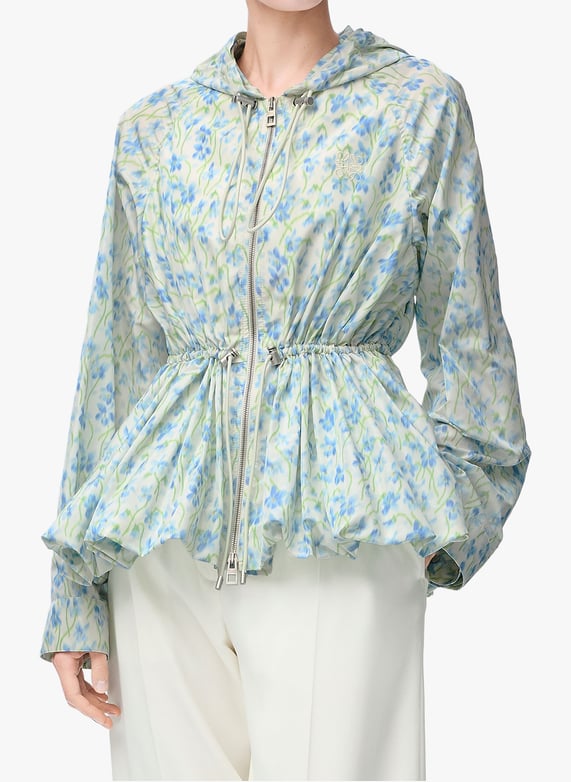 Veste à capuche en taffetas de soie mélangée | Bleu by LOEWE Veste à capuche en taffetas de soie mélangée Bleu