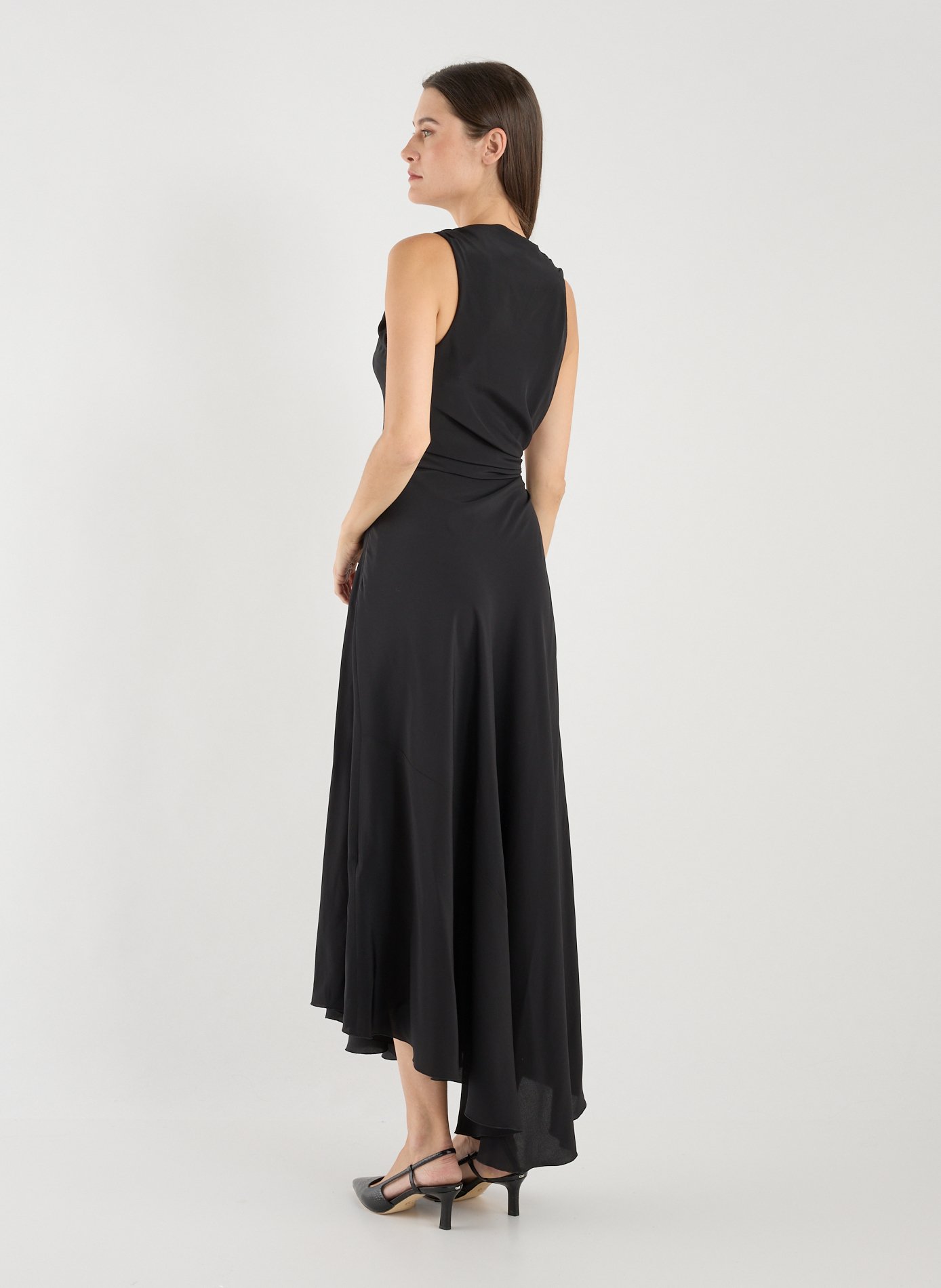 Silk draped long dress VICTORIA BECKHAM Black