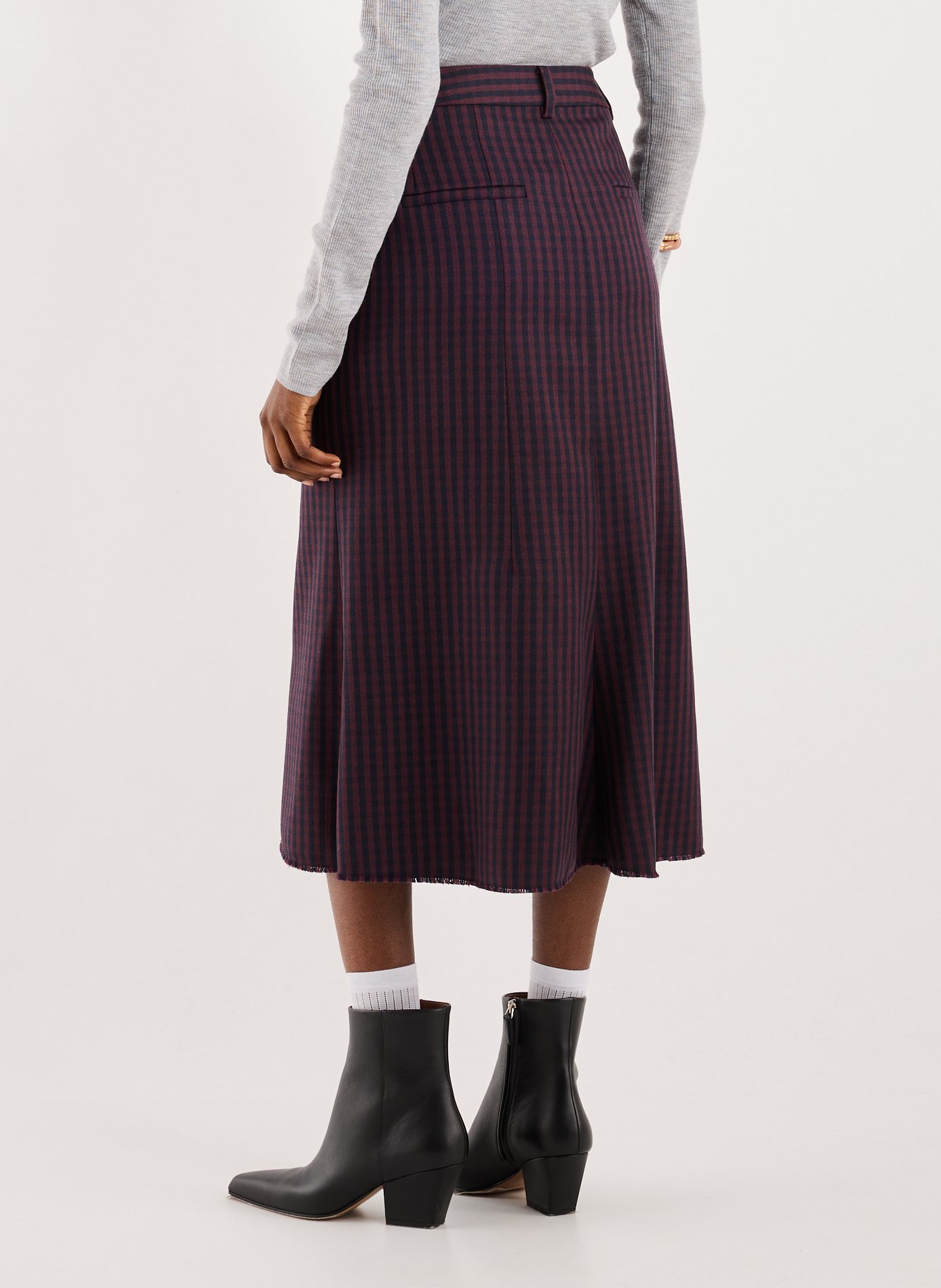 Jupe midi à carreaux en laine TIBI Multicolore