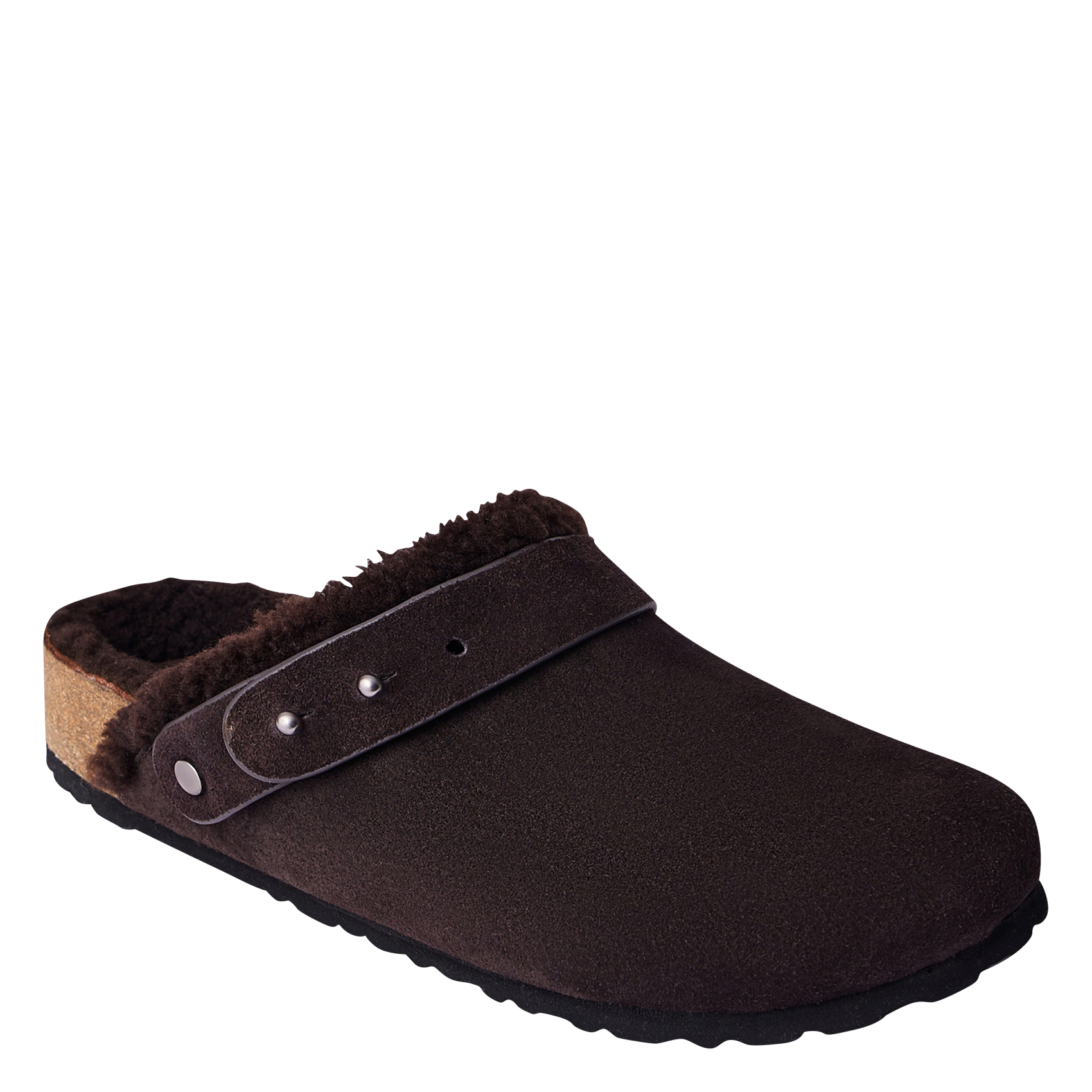 Sabots fourrés en cuir velours sleepy SOEUR Marron