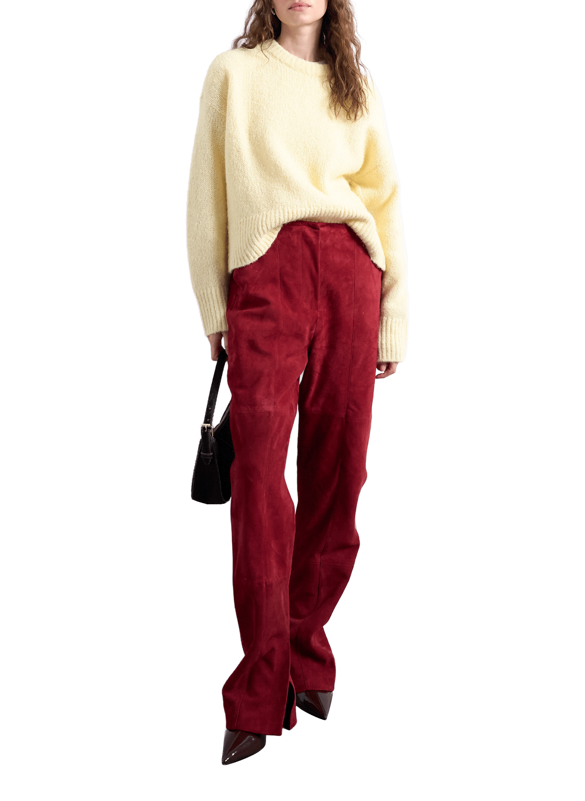 Pull col rond en maille TOPSHOP Jaune