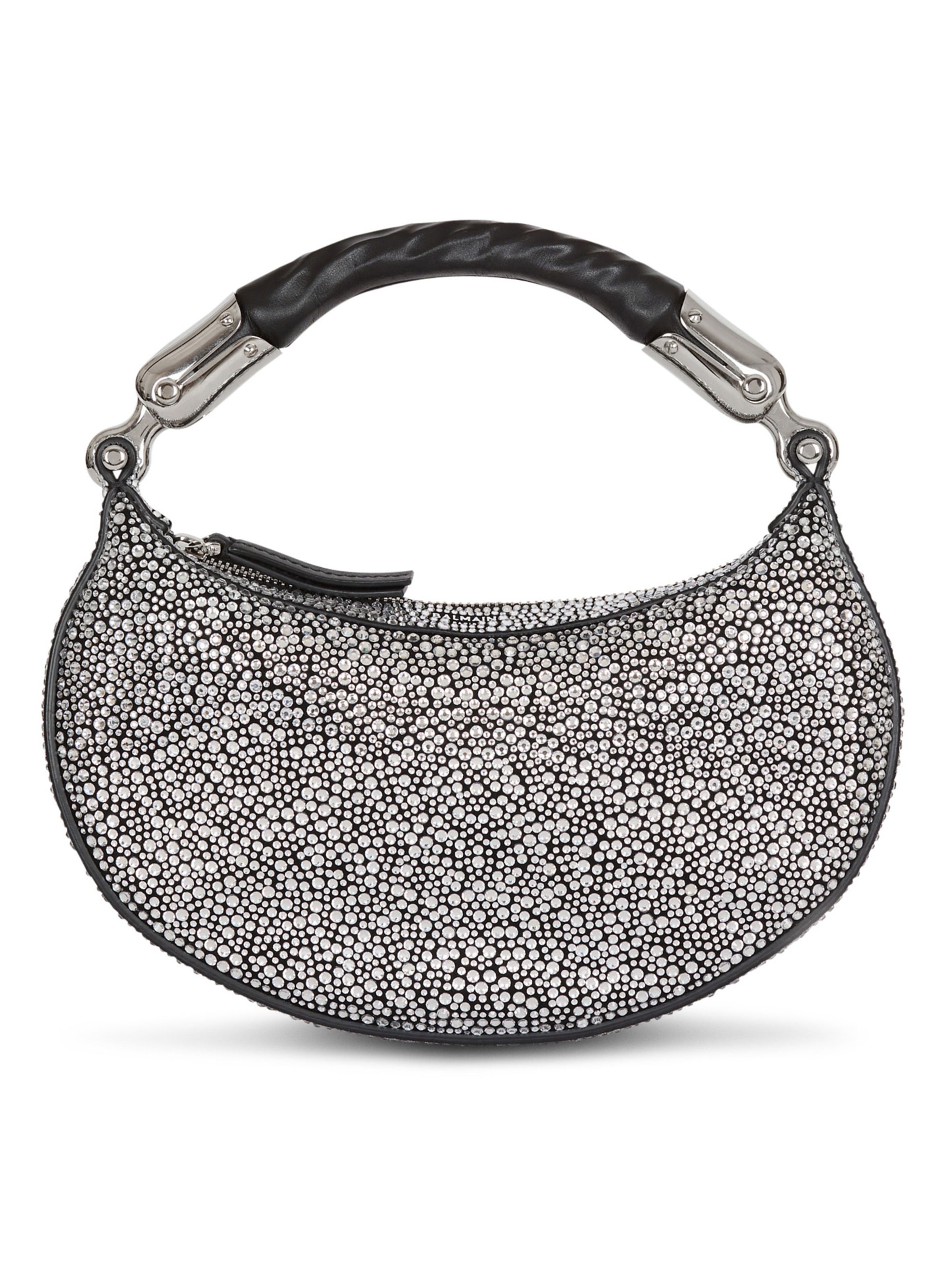 Sac ebene mini en daim et cristaux BALMAIN Argent