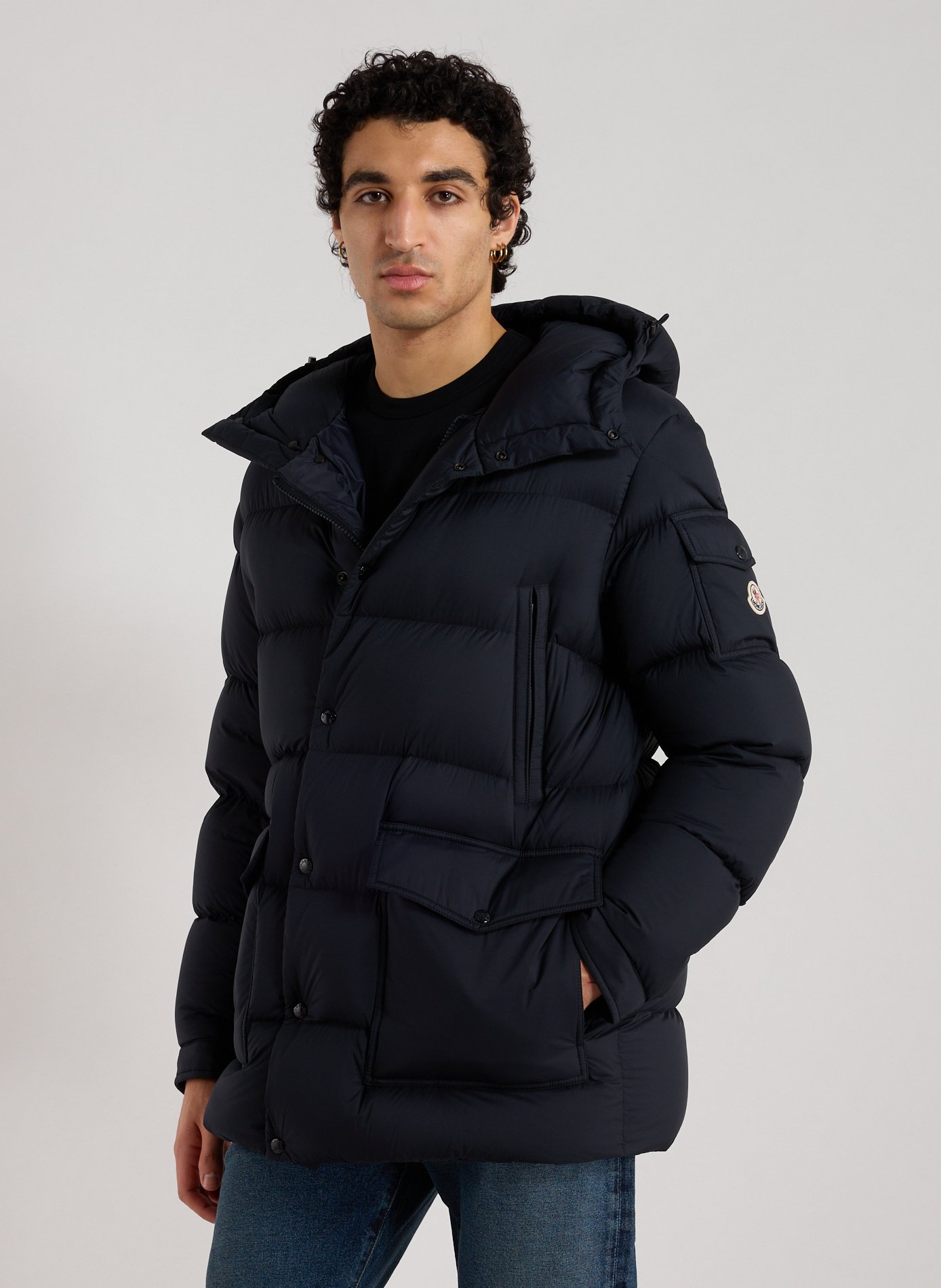 MONCLER Quilted hooded parka Blue