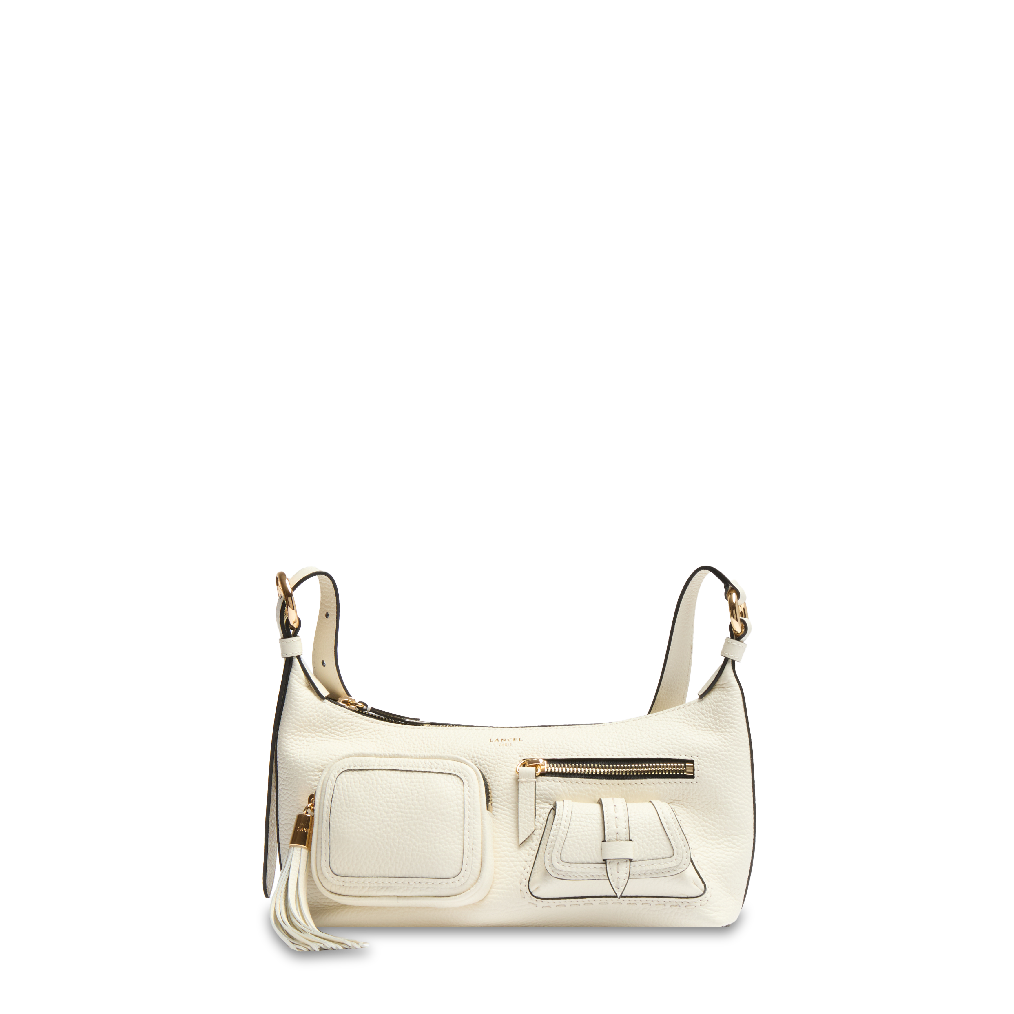 Sac porté croisé zippé multipoches s premier flirt de lancel en cuir LANCEL Blanc