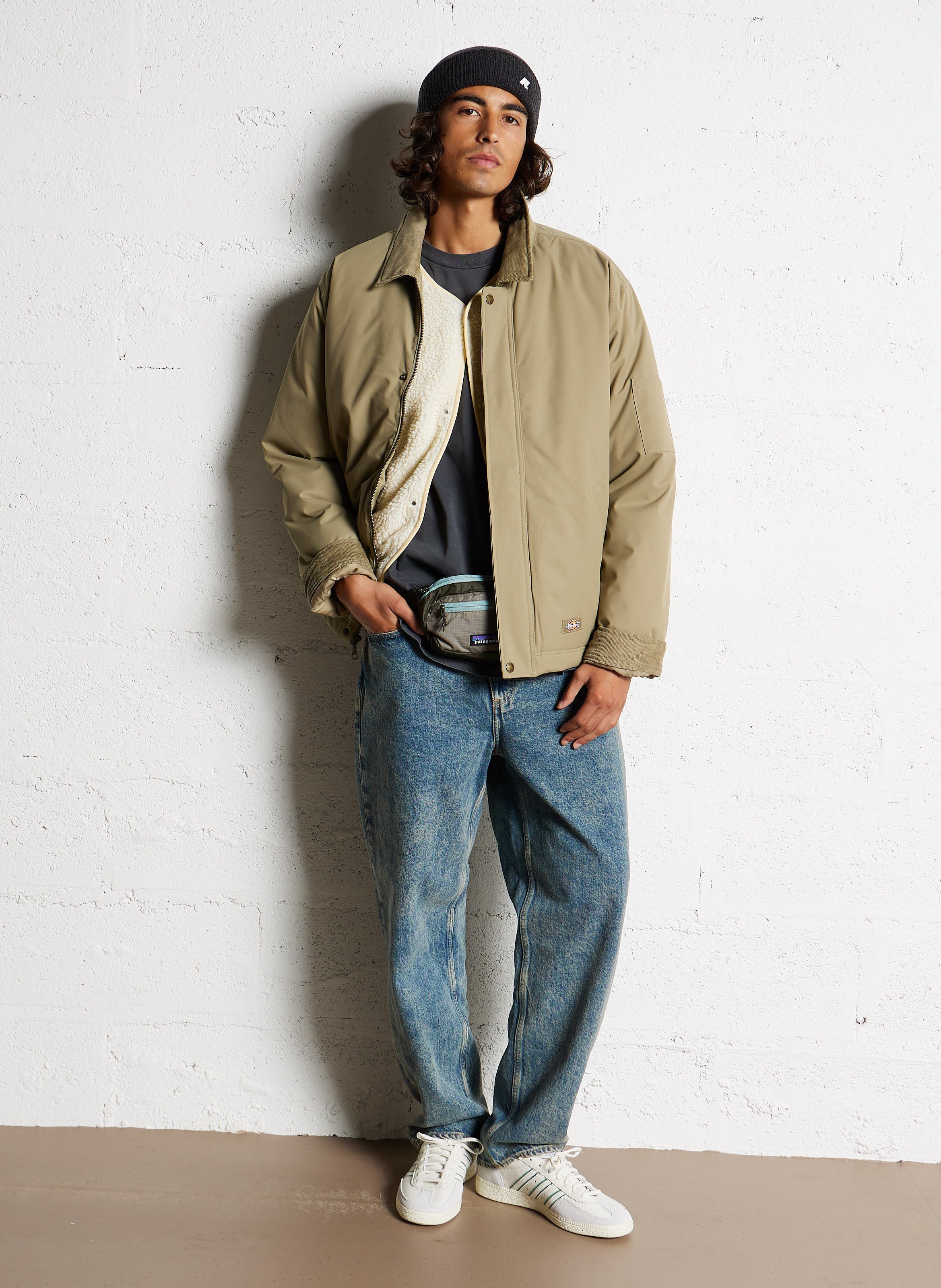 Veste col rond en sherpa hoktown AMERICAN VINTAGE Beige