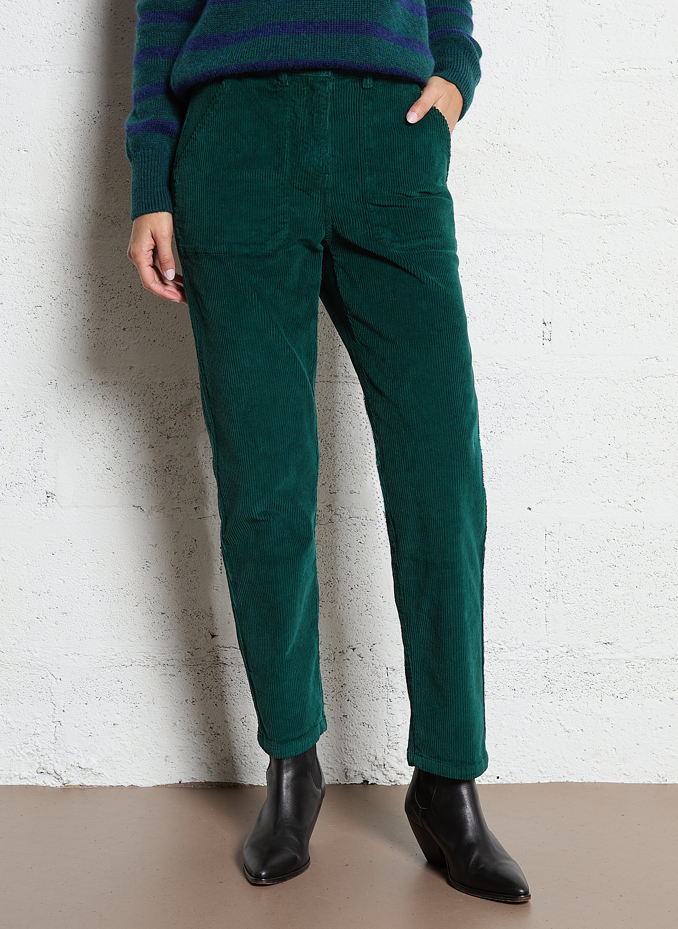 Pantalon droit en velours côtelé ARMOR-LUX Vert