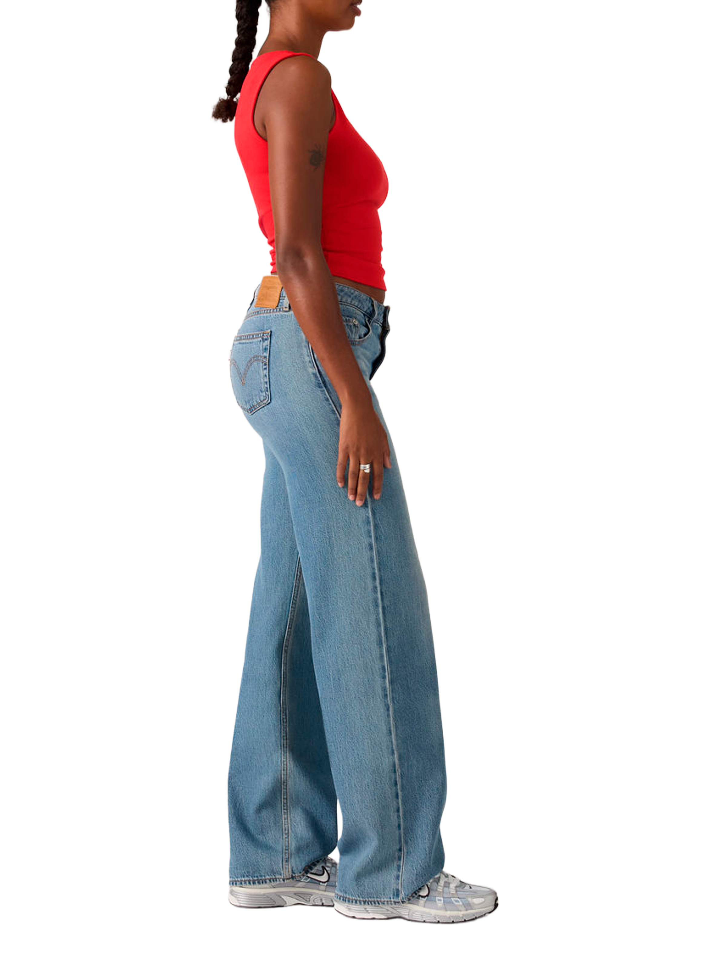 Jean délavé droit en coton LEVI'S Bleu