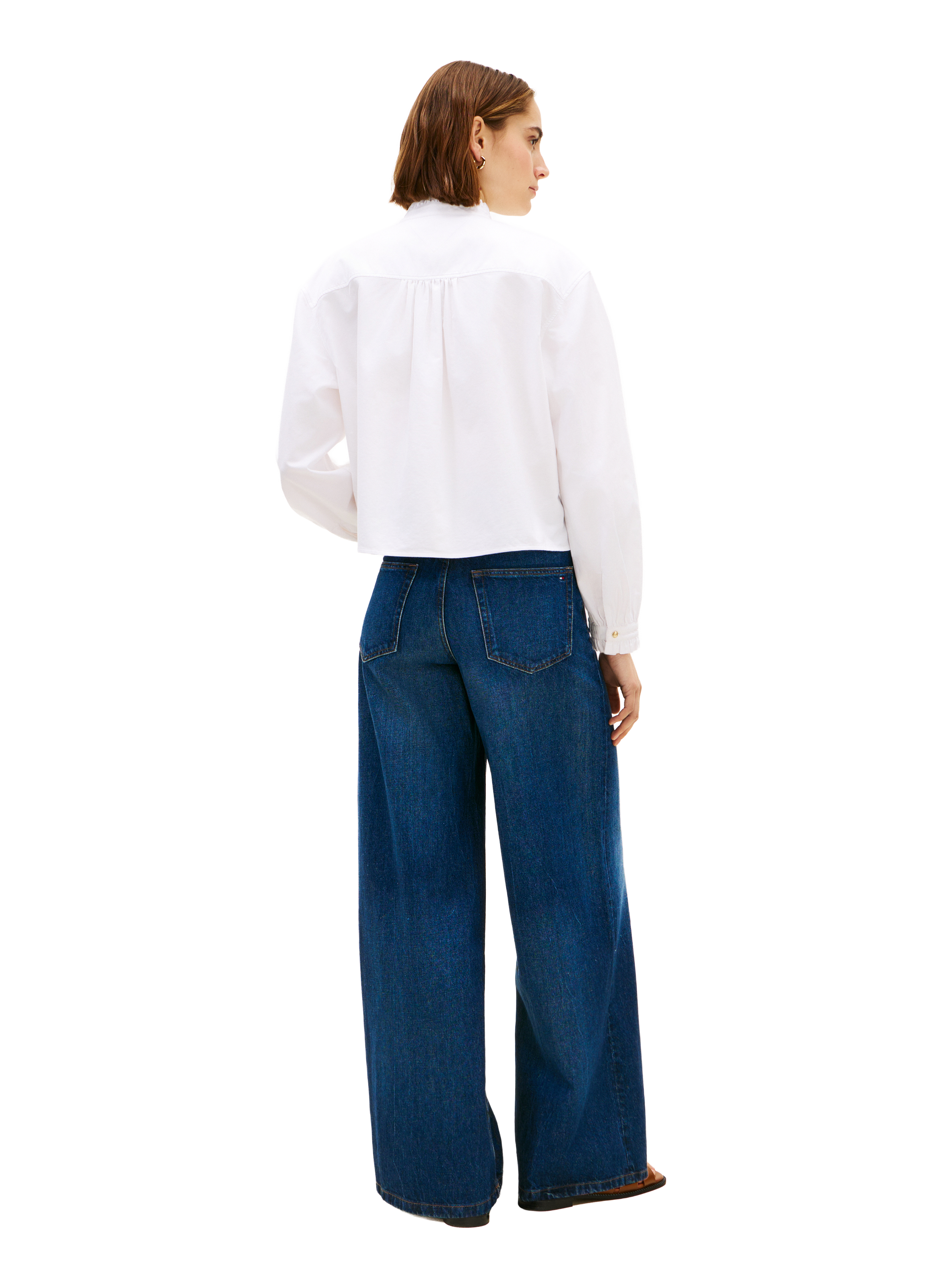 Chemise Oxford courte boxy à volants en coton TOMMY HILFIGER Blanc