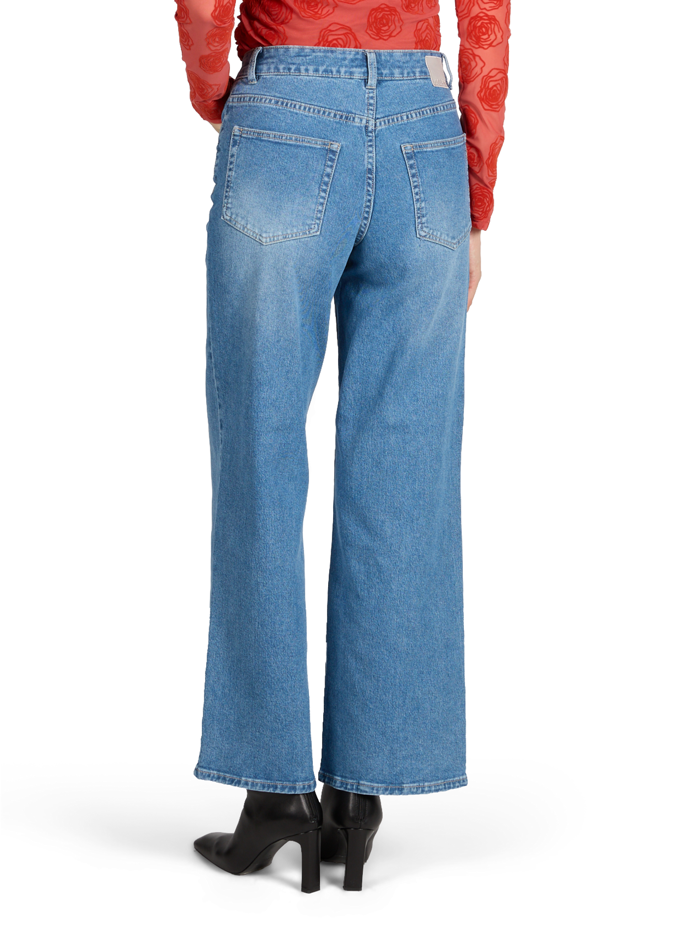 Wide Cotton Blend Jeans OBJECT Blue