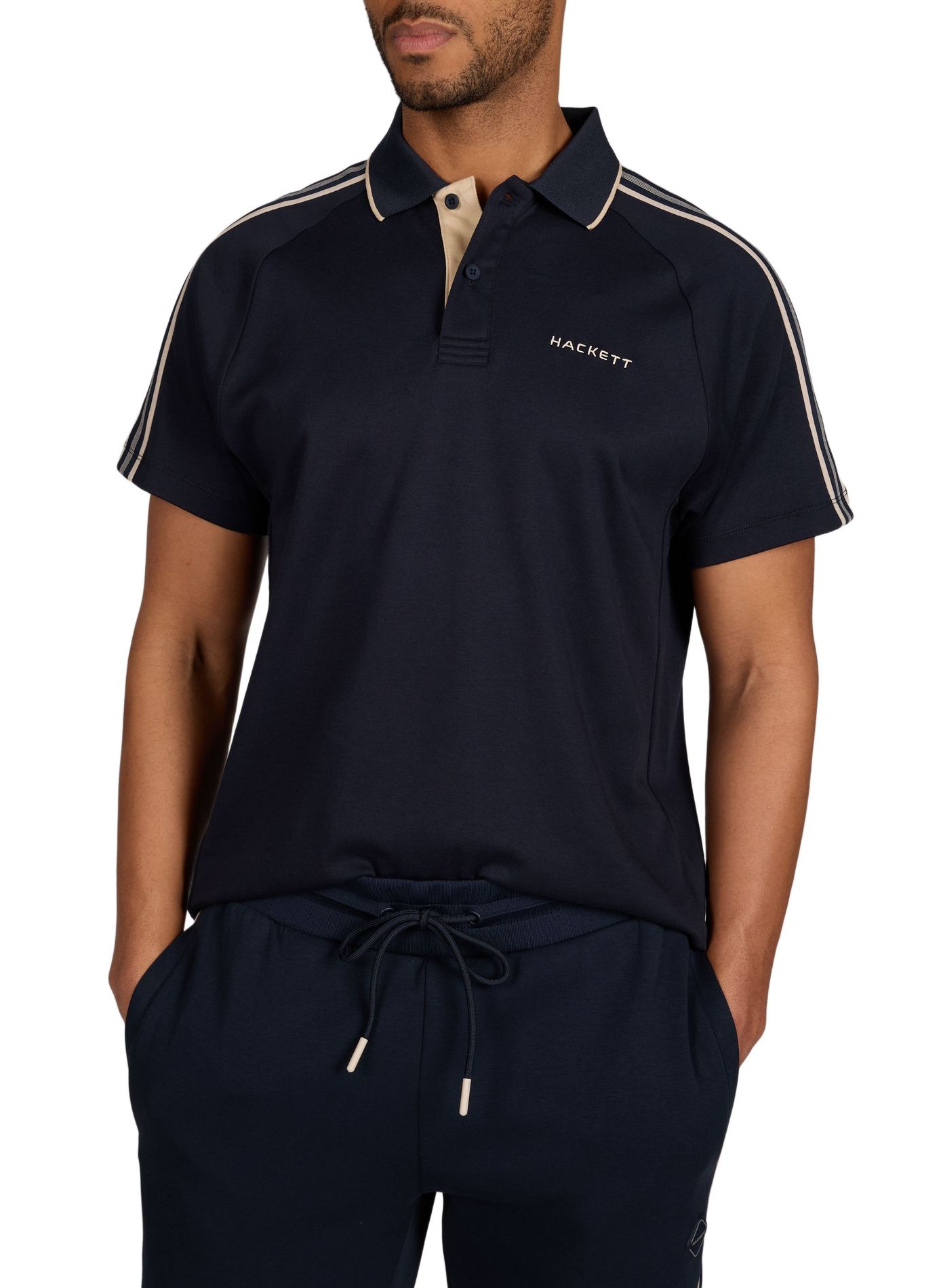 Polo à manches courtes en coton HACKETT Bleu