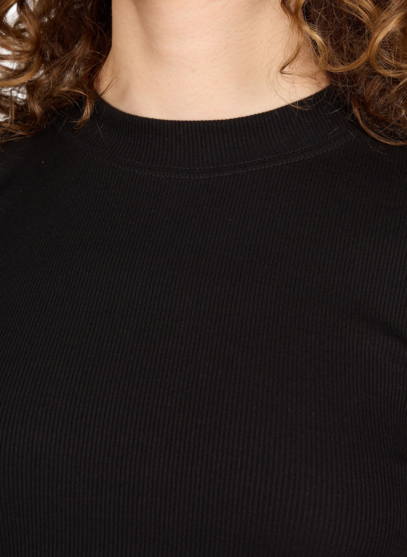 T-shirt col rond en coton mélangé TOPSHOP Noir