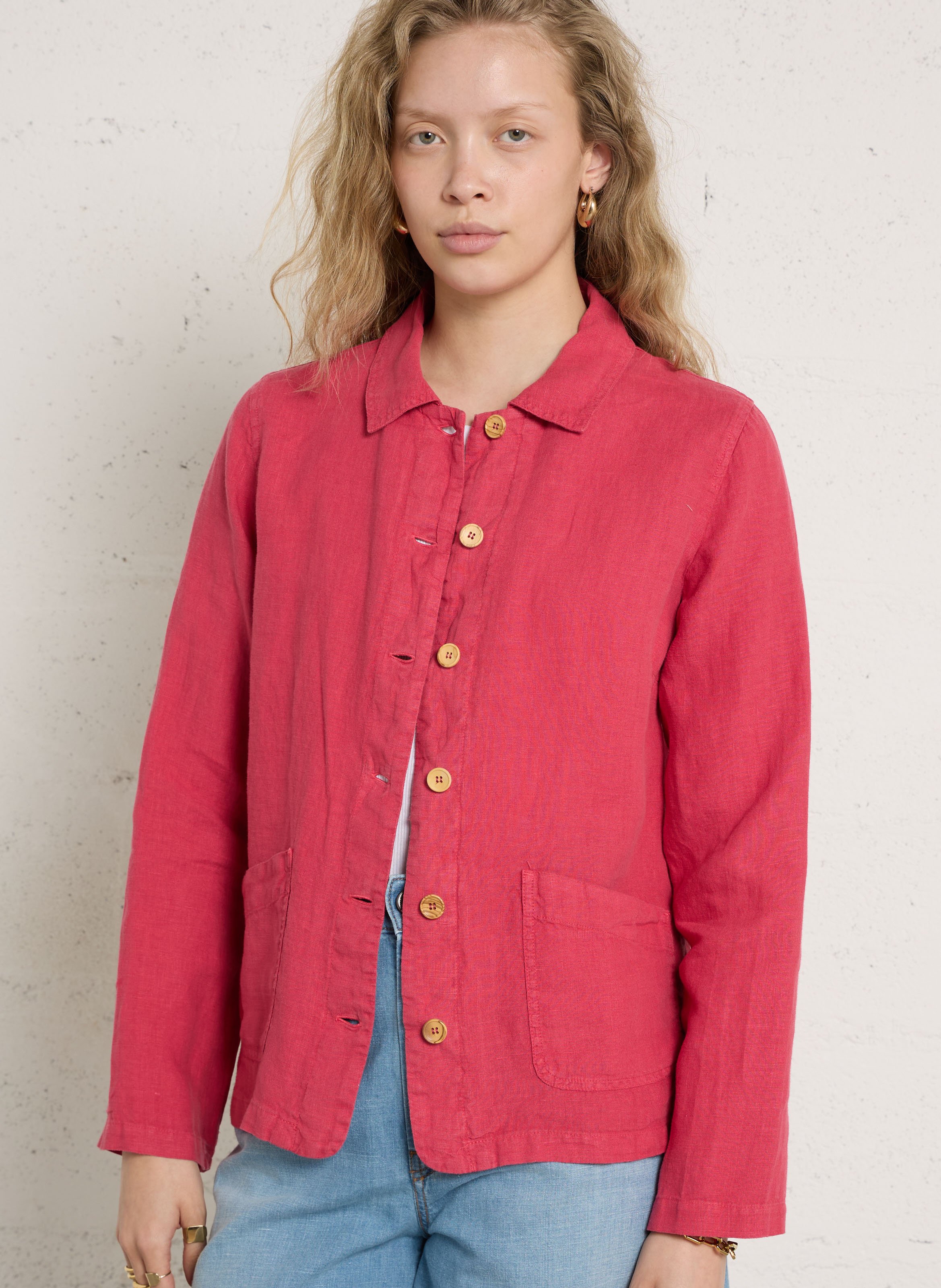 Chemise droite en lin ARMOR-LUX Rose