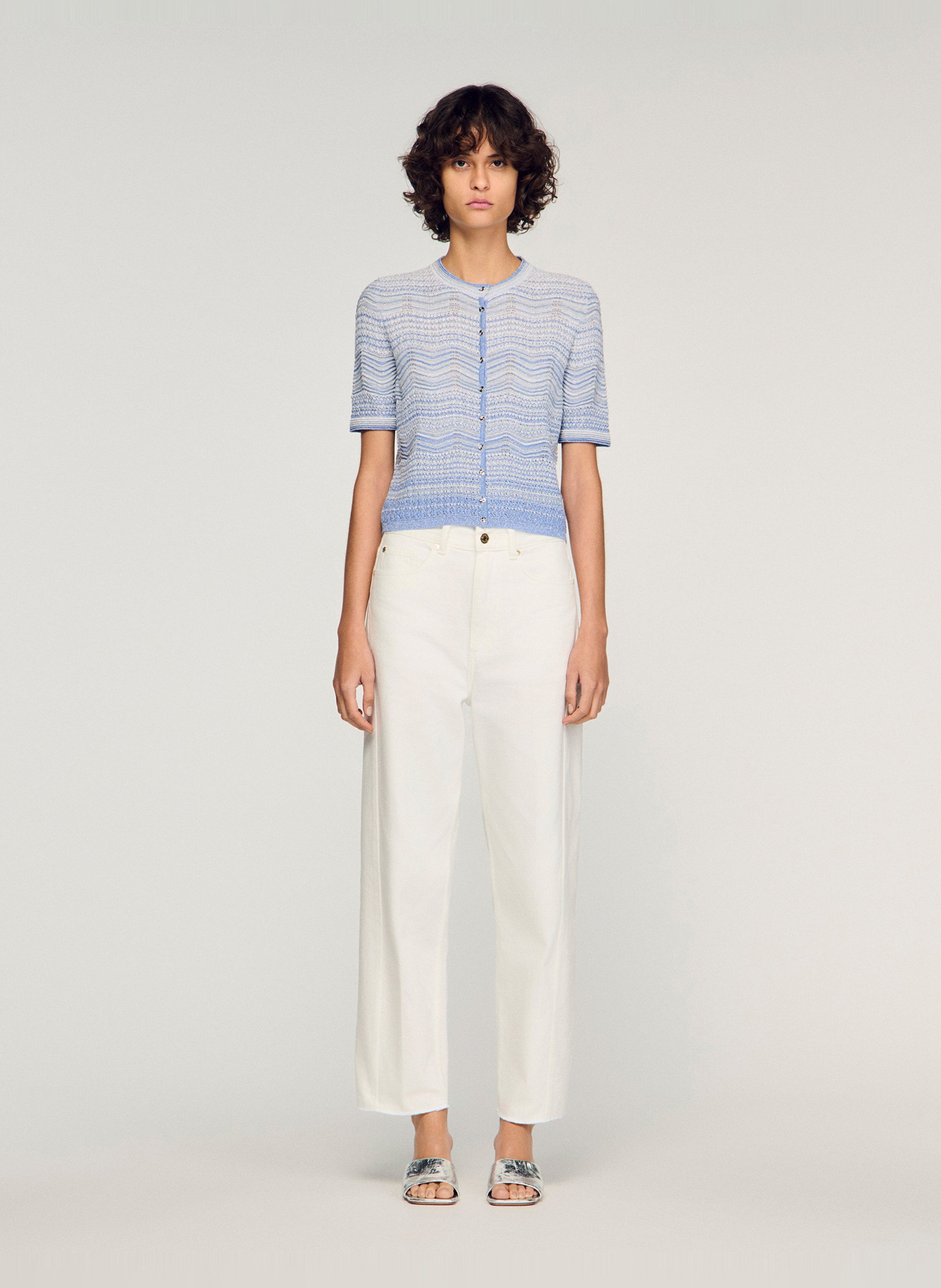 Gilet moulant col rond SANDRO Bleu