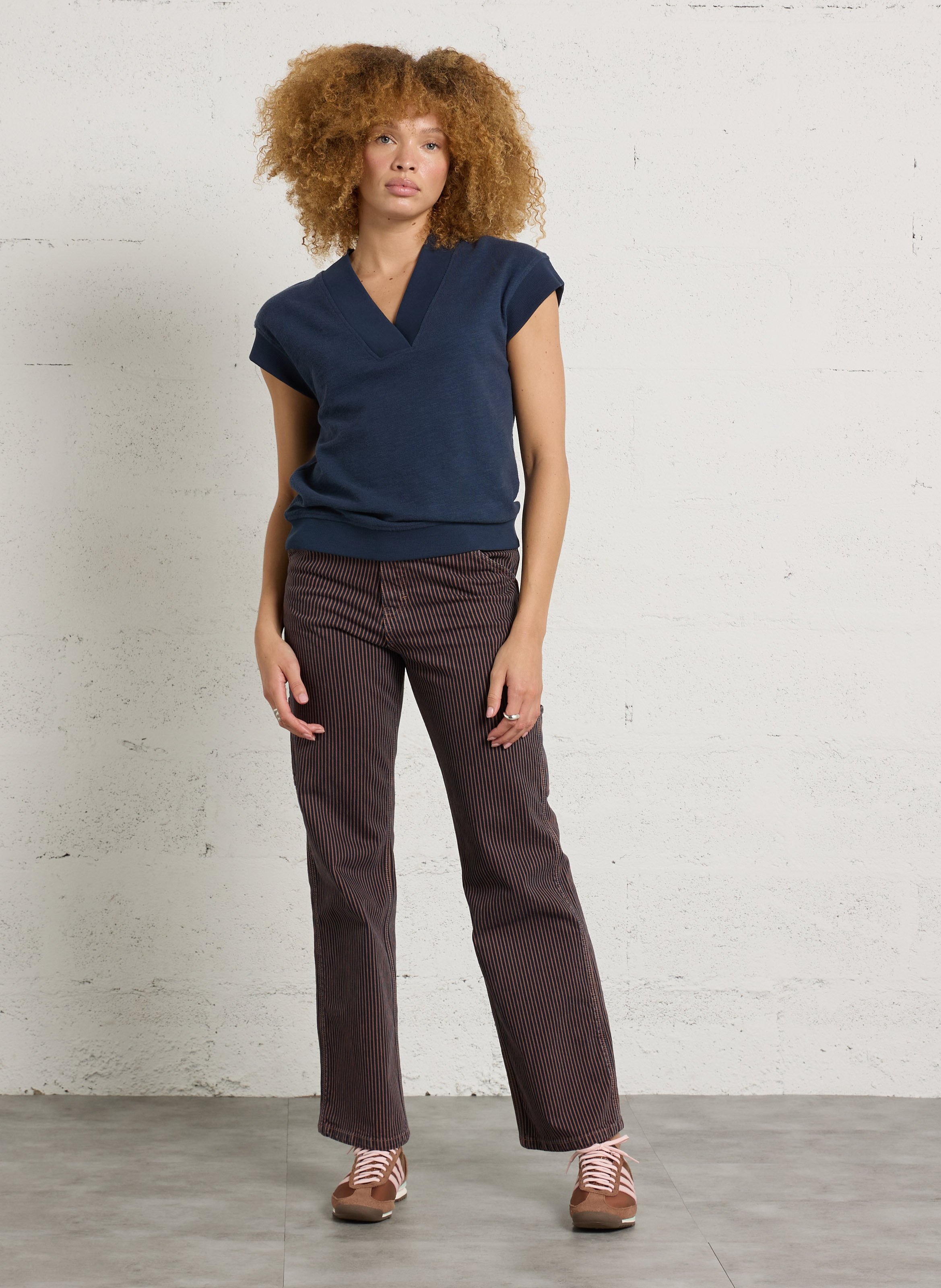 Sweat droit col v en coton lys MAISON 123 Violet