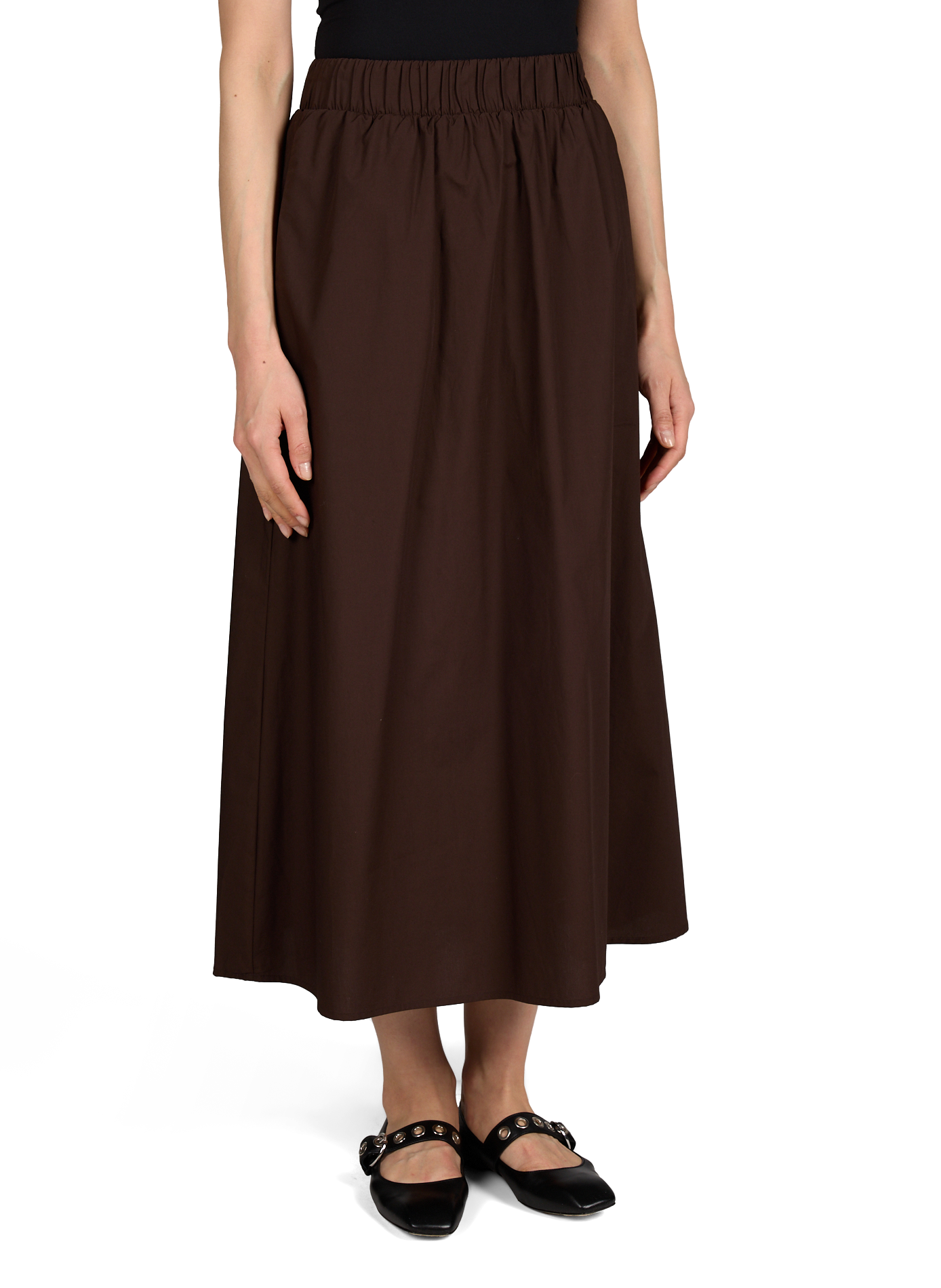 Jupe longue taille haute Visophie en coton VILA Marron