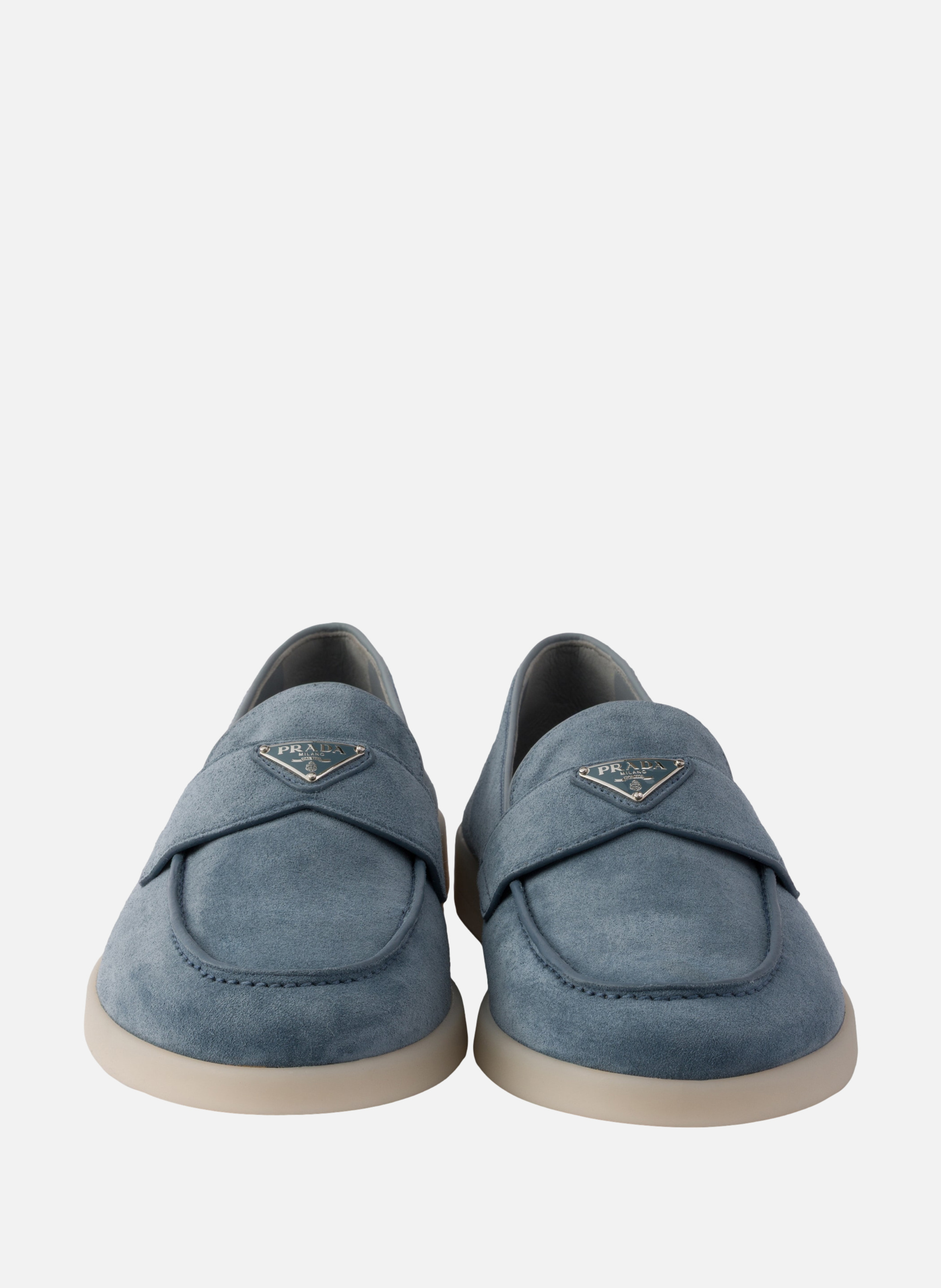 Mocassins en veau velours PRADA Bleu