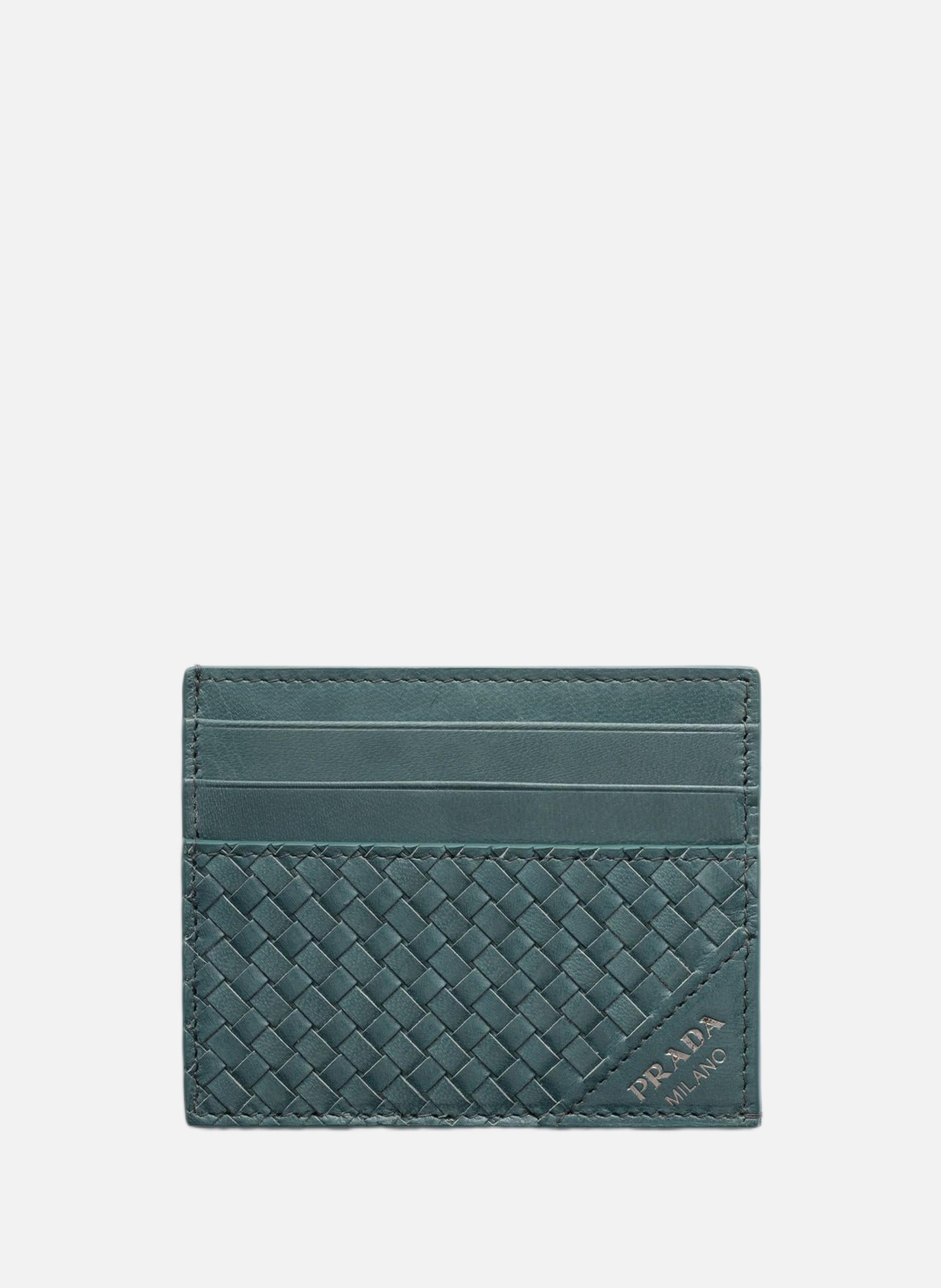 Porte-cartes en cuir PRADA Bleu