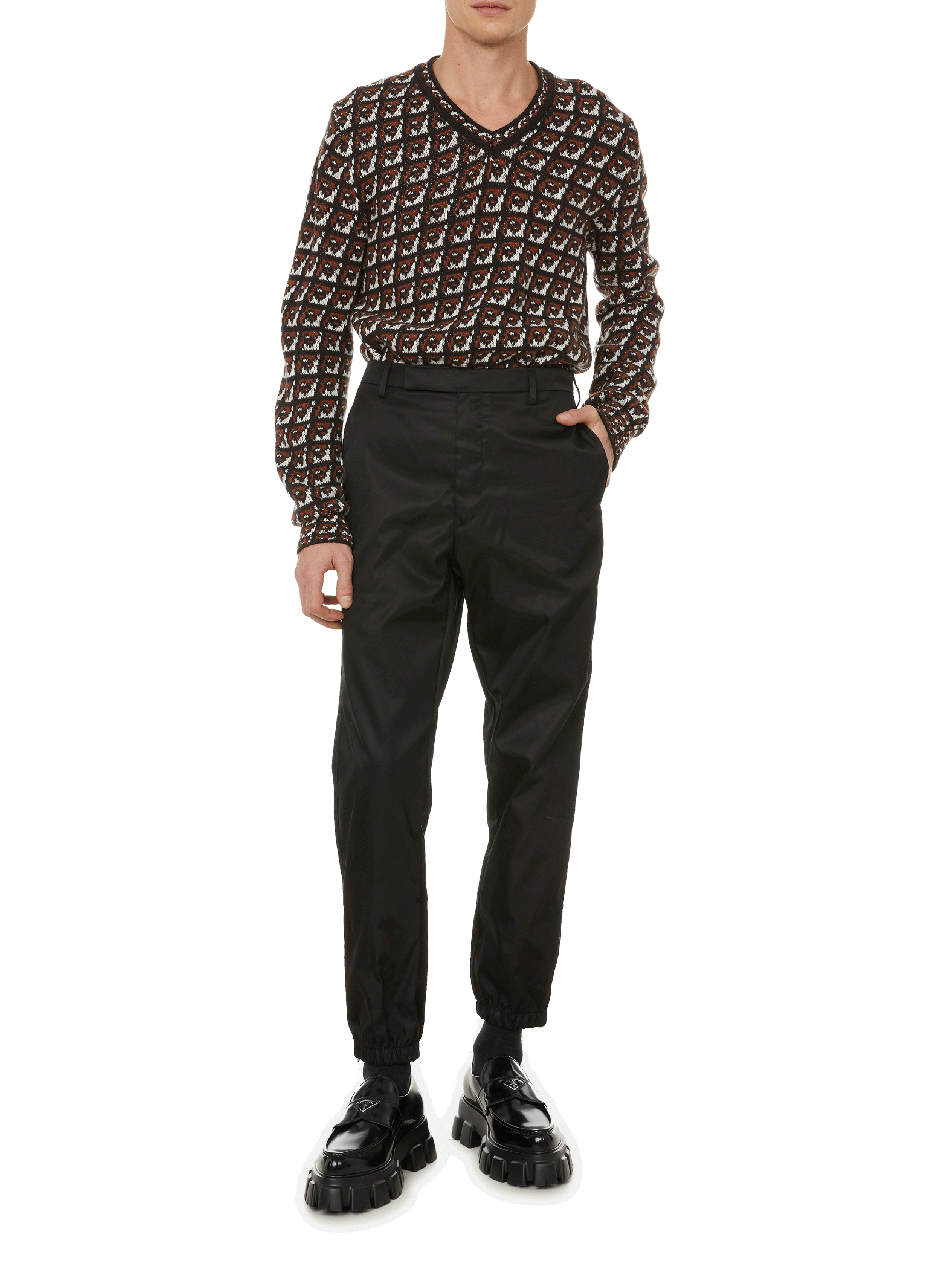 Pull à motifs PRADA Marron