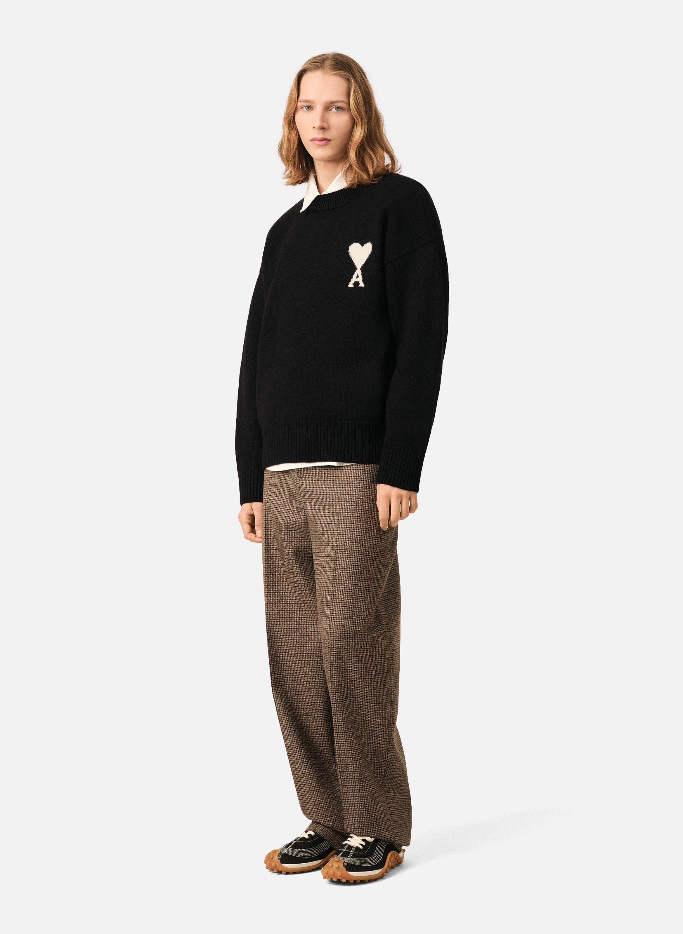 Pull unisexe en laine ami de coeur AMI PARIS Noir