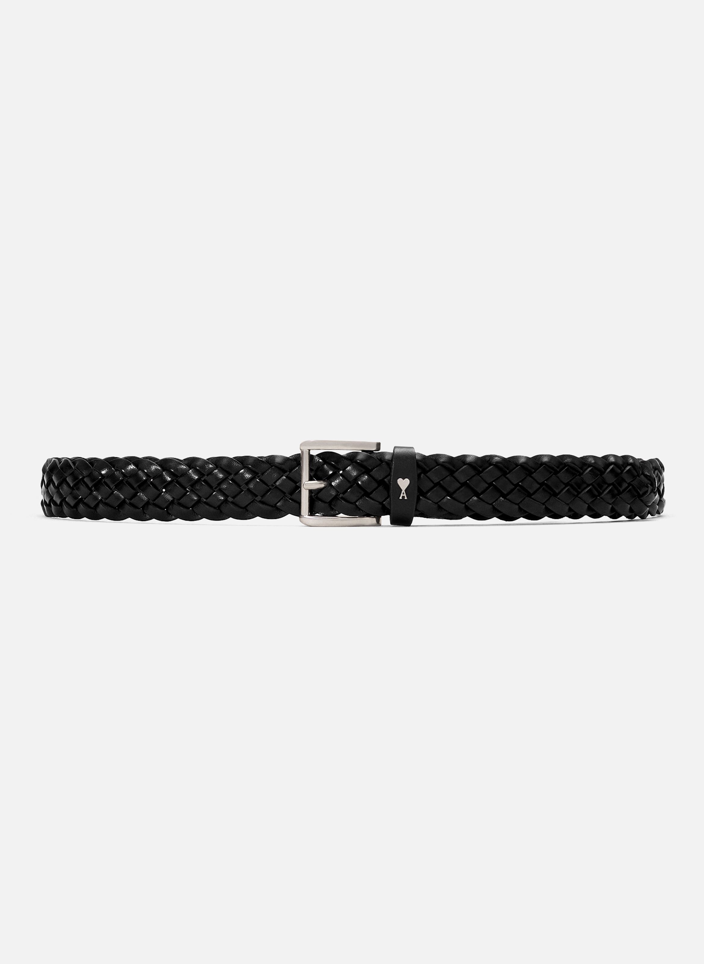 Ceinture paris paris tressée 30mm unisexe en cuir de veau NoirAMI PARIS