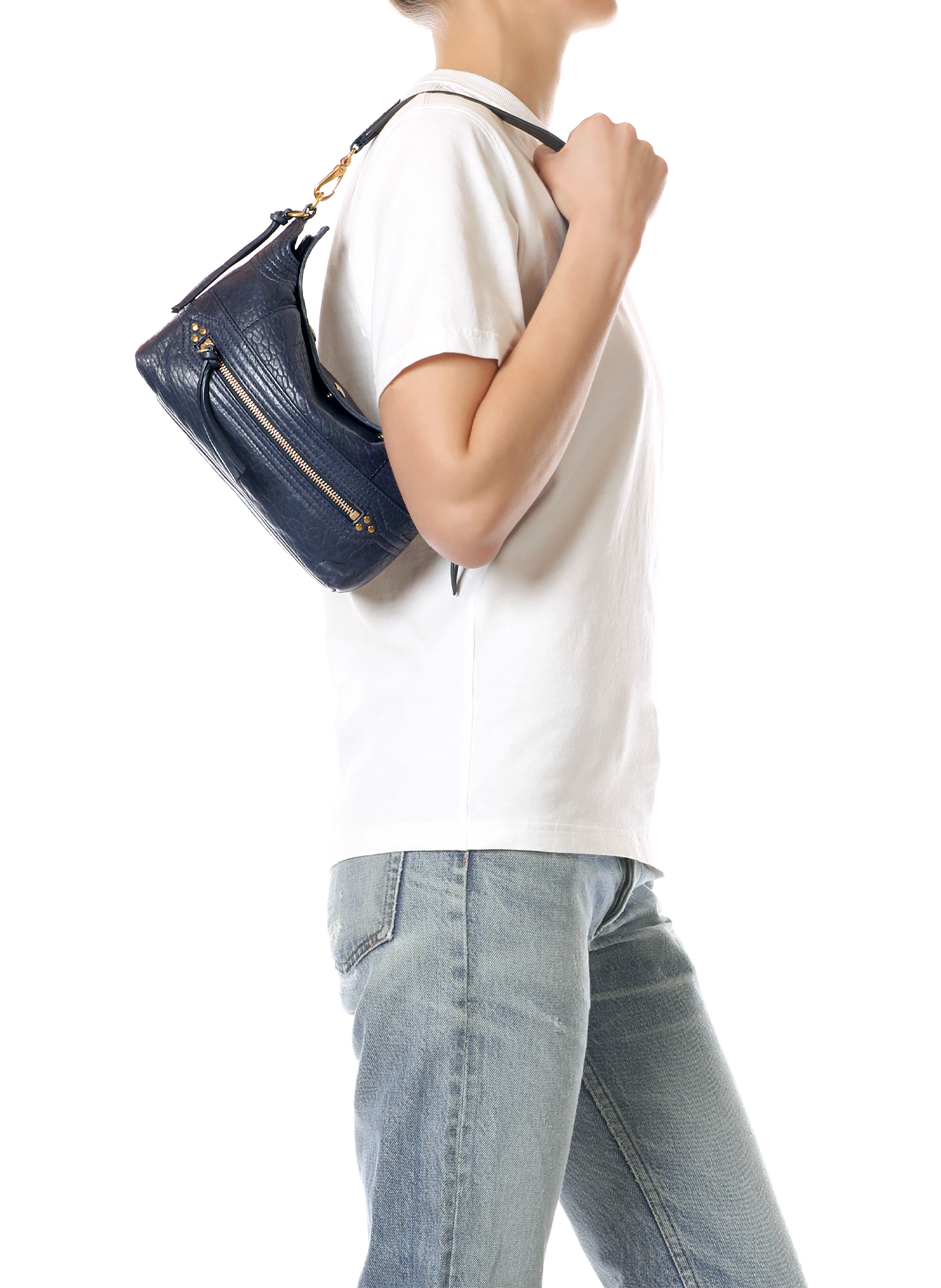 Sac Lucky Hobo Small en cuir d'agneau JÉRÔME DREYFUSS Bleu