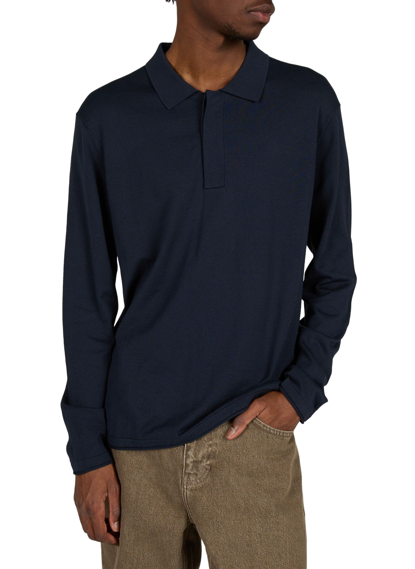 Long-sleeved knit polo NN.07 Blue