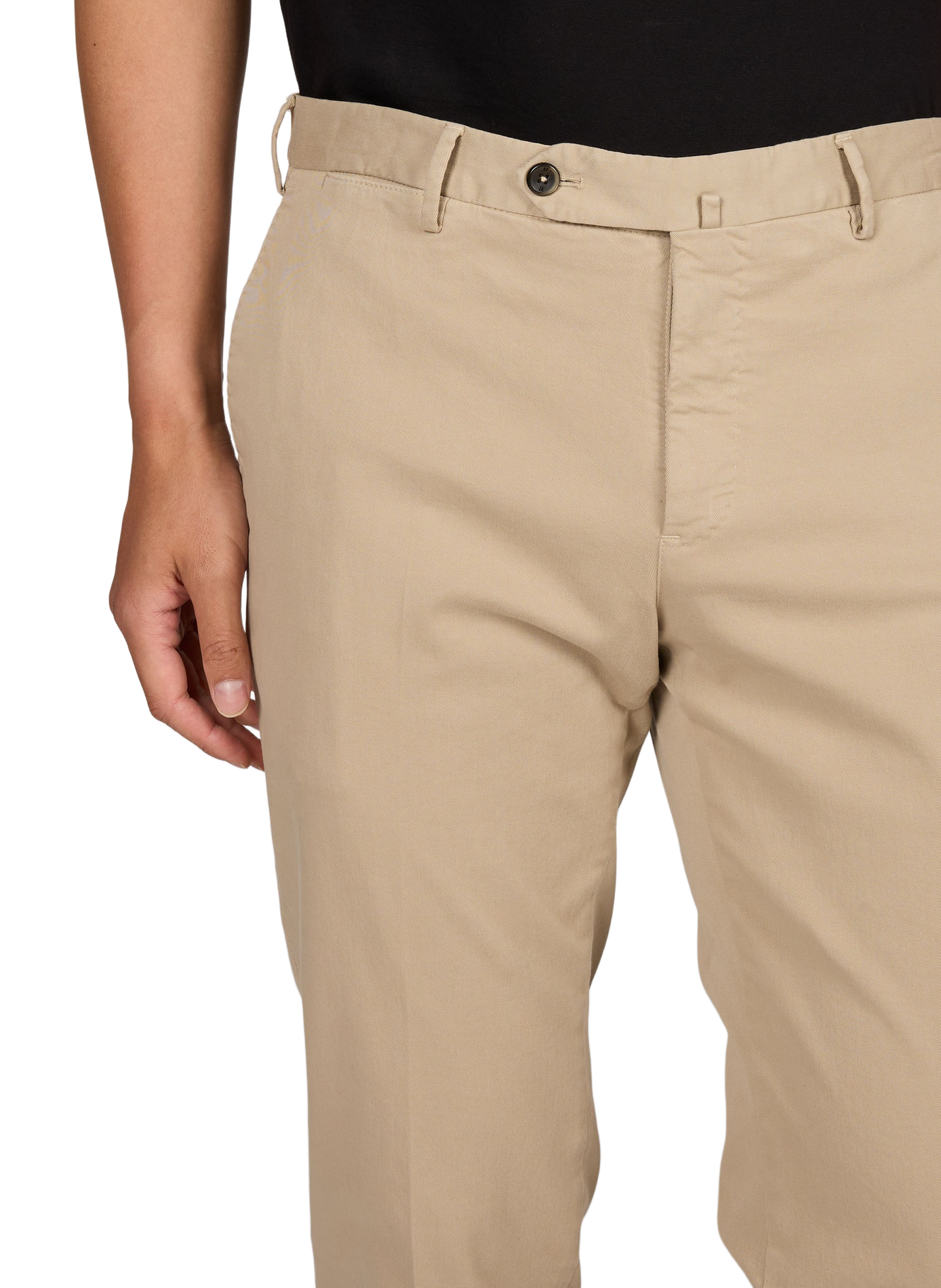 Schmale Hose mit Falten aus Baumwolle PT01 Beige