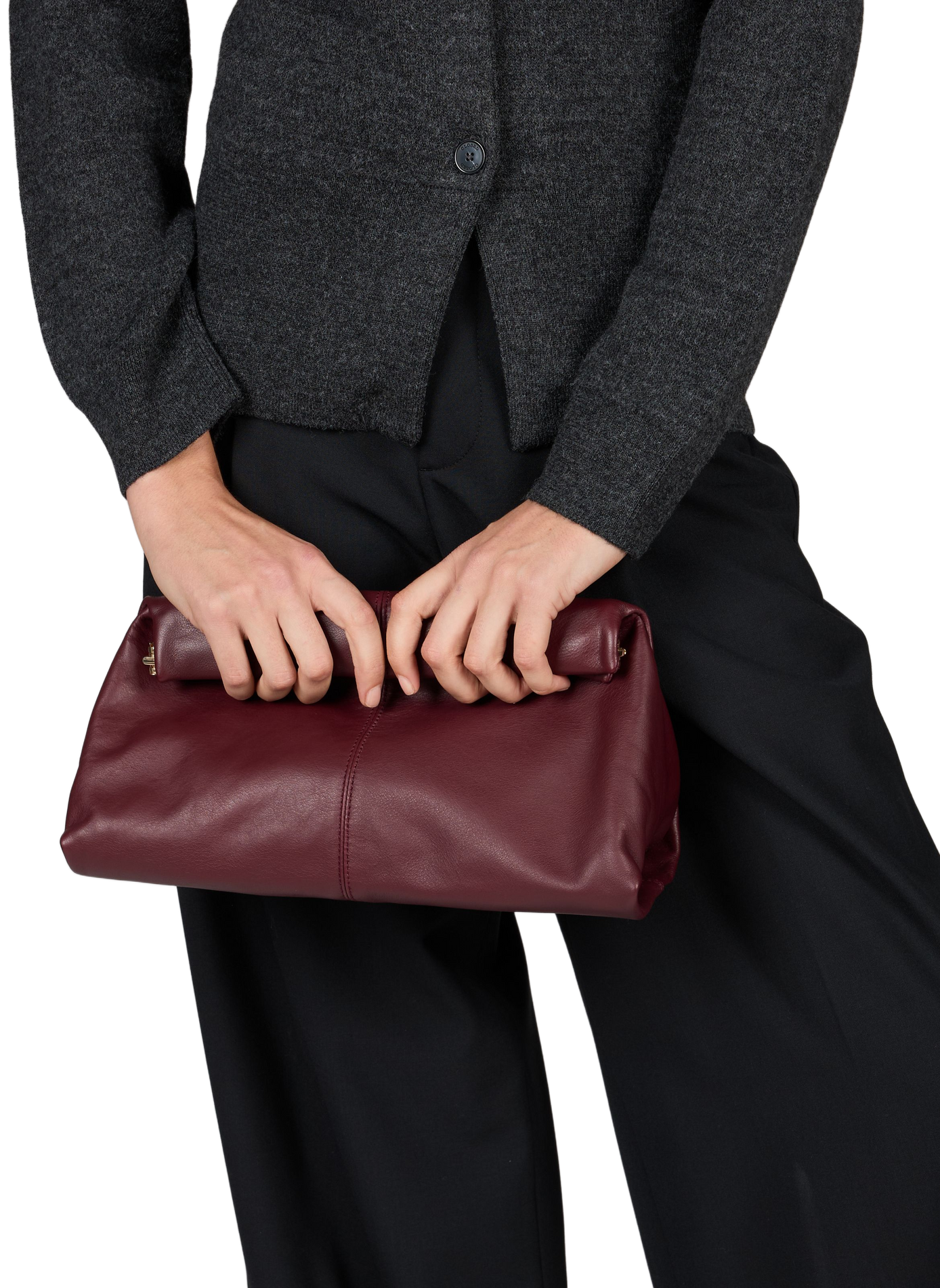 Pochette Clay Clutch en cuir FLATTERED Rouge