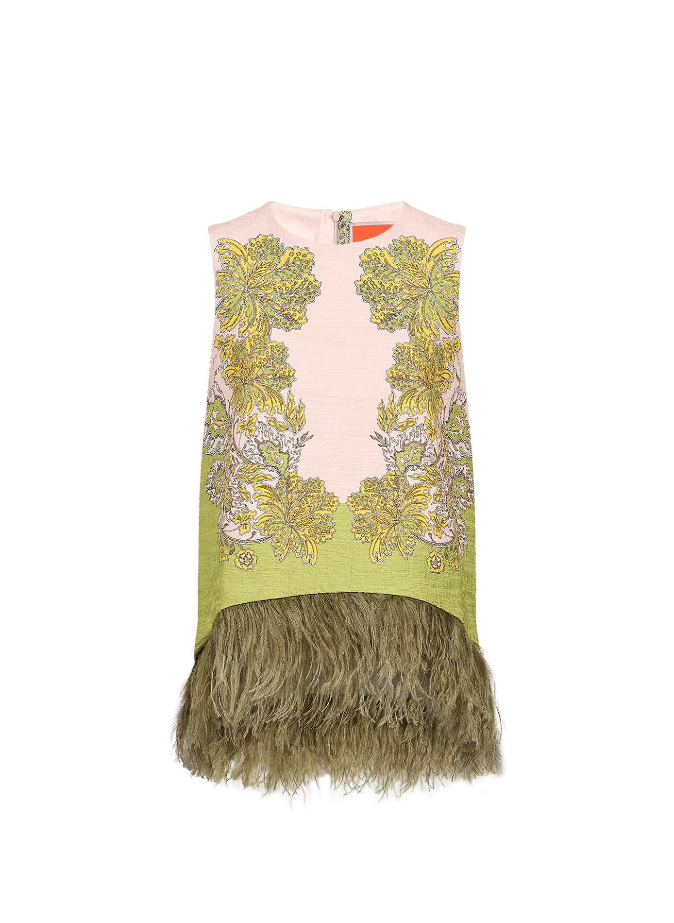Sleeveless top in mixed cotton with feathers LA DOUBLEJ Pink