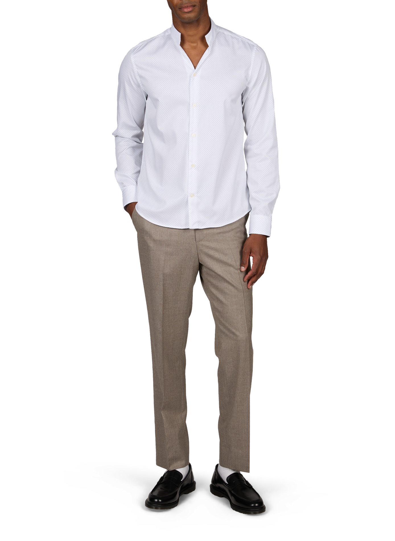 Getailleerd overhemd met katoenen motief AU PRINTEMPS PARIS Beige