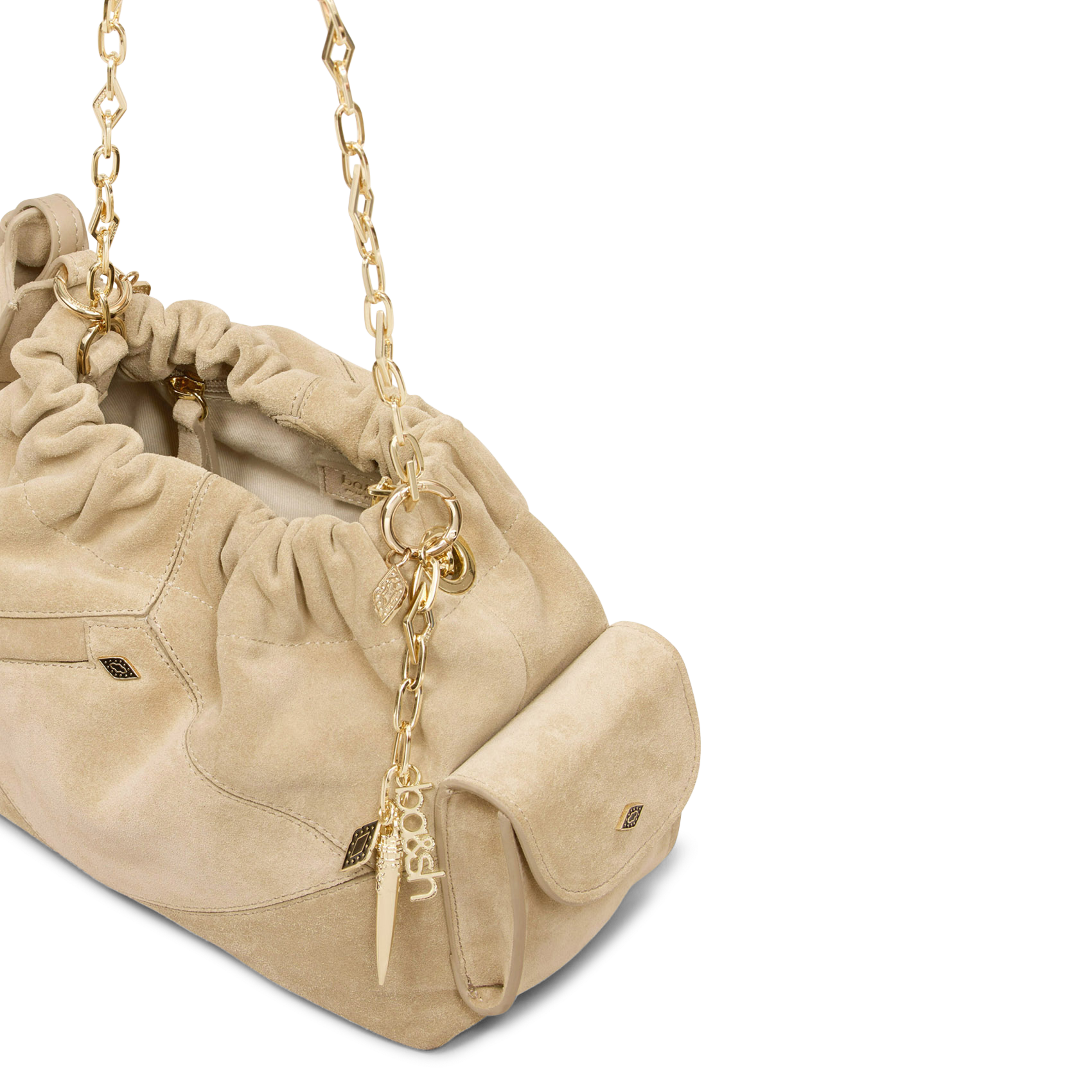 Schoudertas met ketting van mini suède lederen june tote BA&SH Bruin