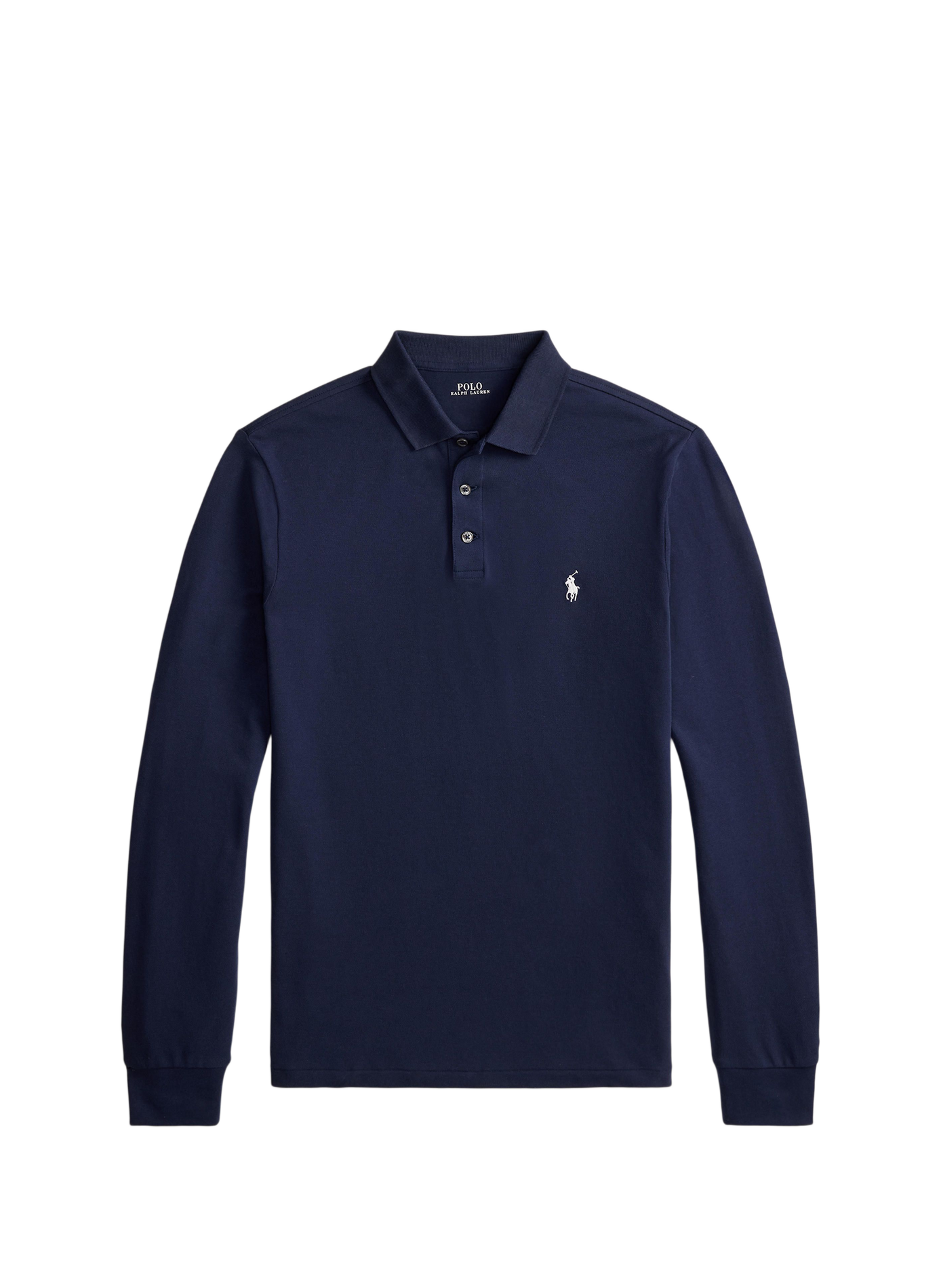 Lange mouw poloshirt met geborduurd logo in gemengd katoen. POLO RALPH LAUREN Blauw