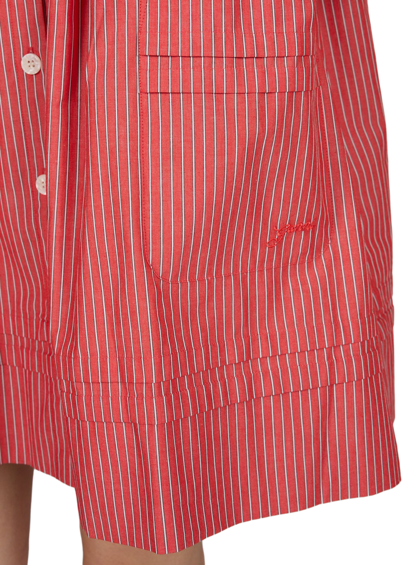 Striped cotton midi dress  GANNI Red
