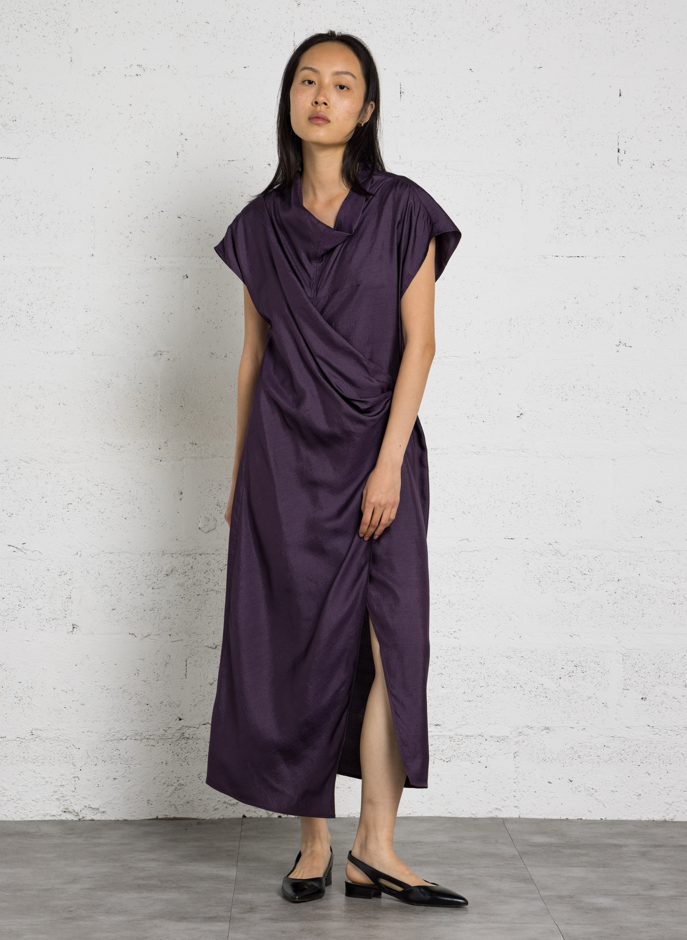 Robe midi col montant en soie foggia SOEUR Violet