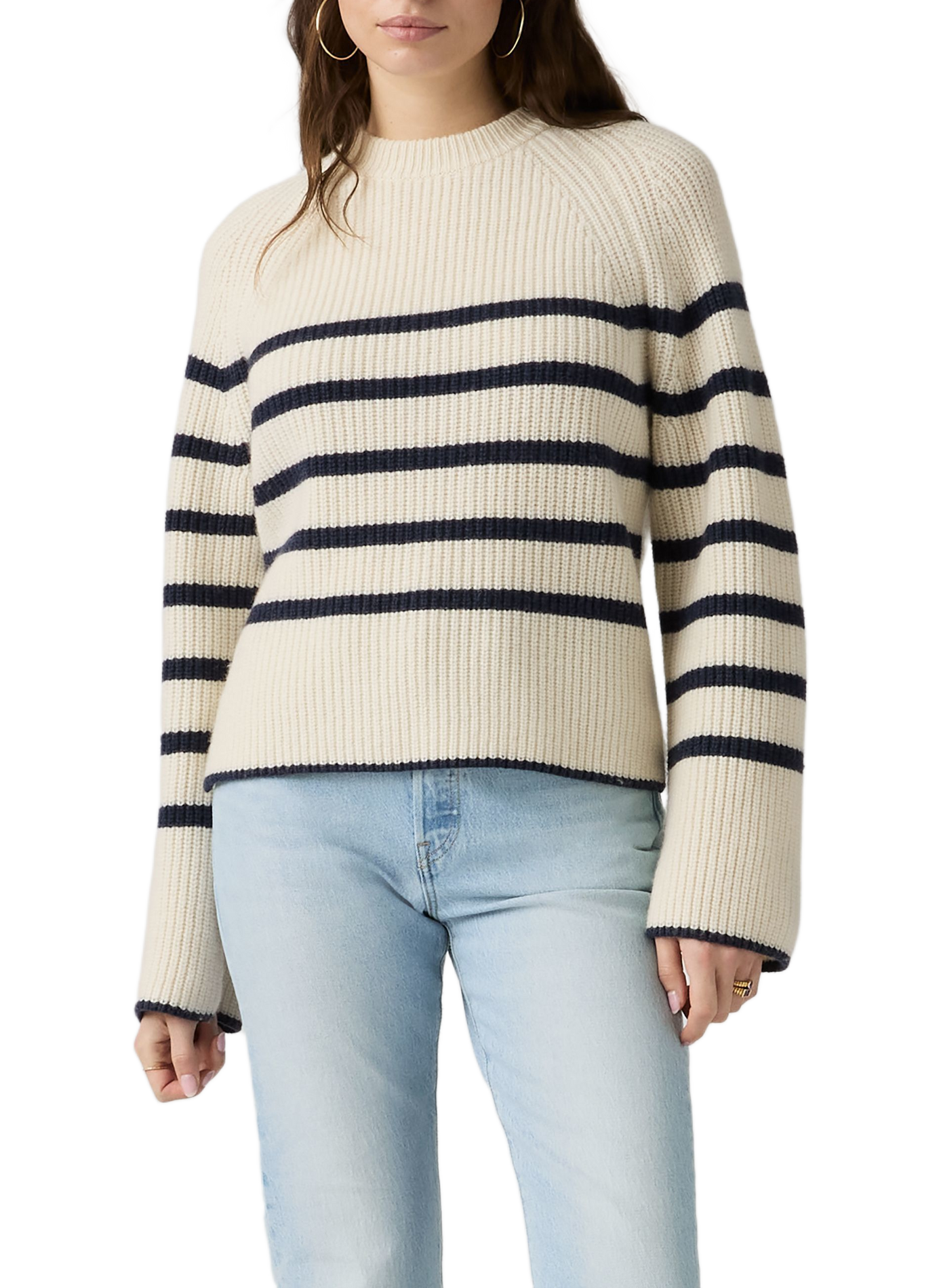Gerader Pullover aus gestreifter Wollmischung LEVI'S Weiss