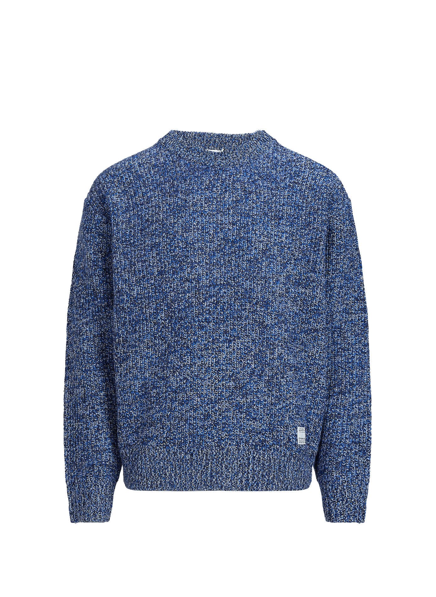 Round neck straight fit merino wool sweater THINKING MU Blue