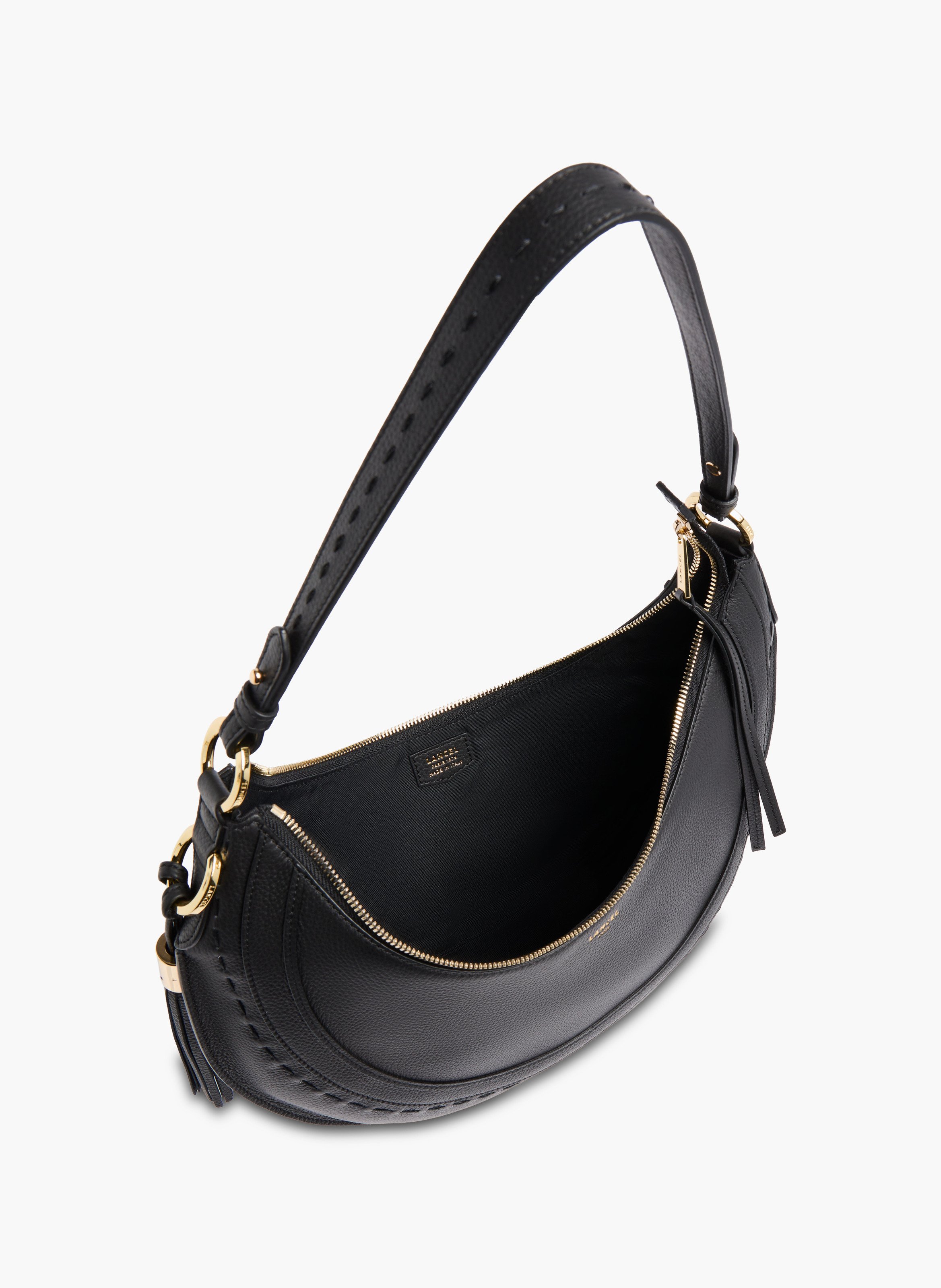 Sac hobo hoboheme de lancel en cuir de vachette graine LANCEL Noir
