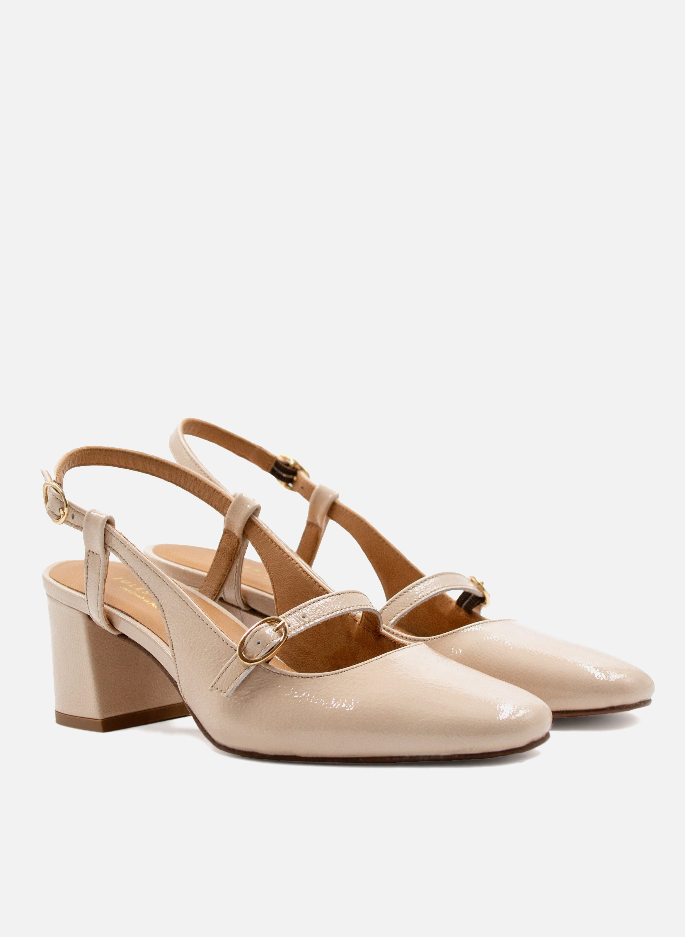 Escarpins slingback cuir vernis JULES & JENN Blanc
