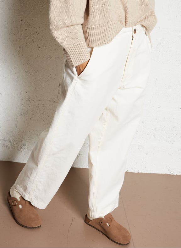 Pantalon large en coton clovis Beige by SOEUR SOEUR Pantalon large en coton clovis Beige