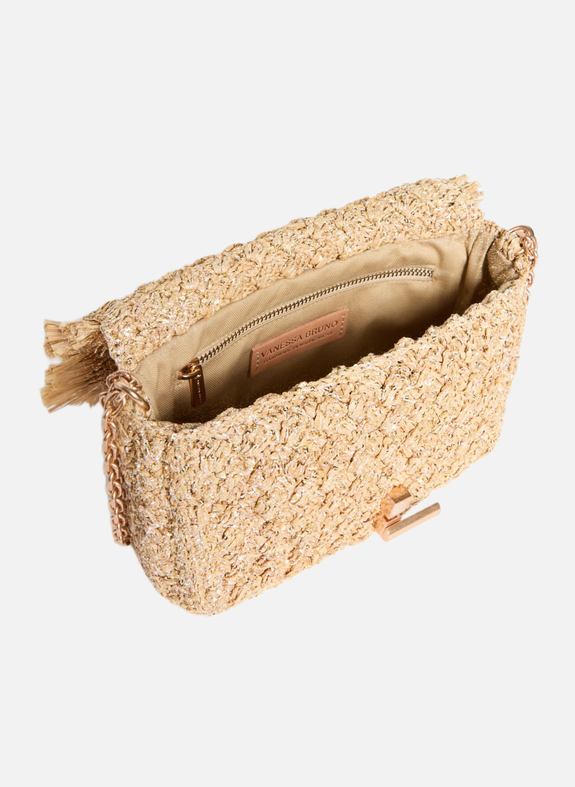 Moyen sac moon en raphia VANESSA BRUNO Blanc