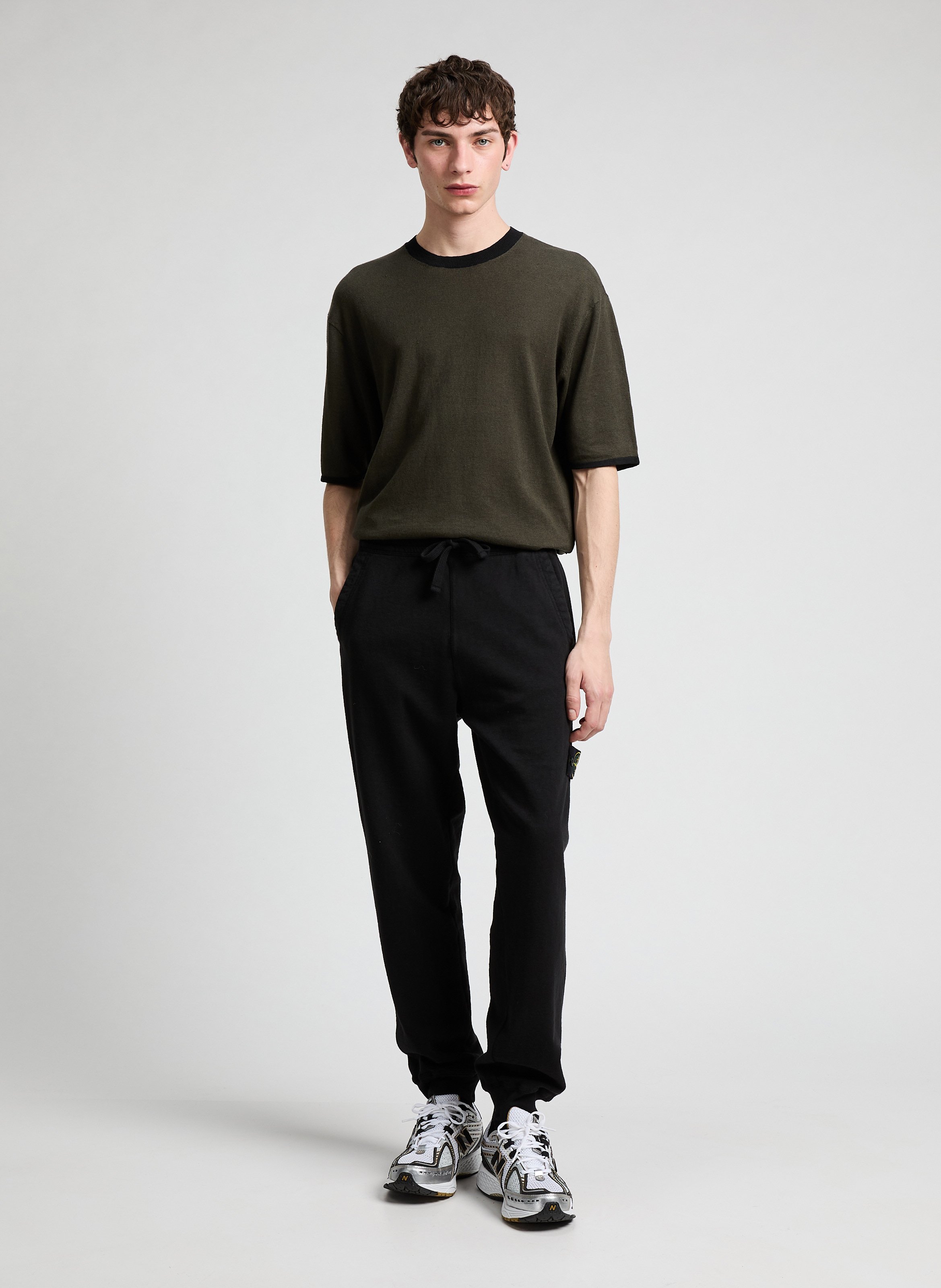 Pantalon de jogging en coton STONE ISLAND Noir