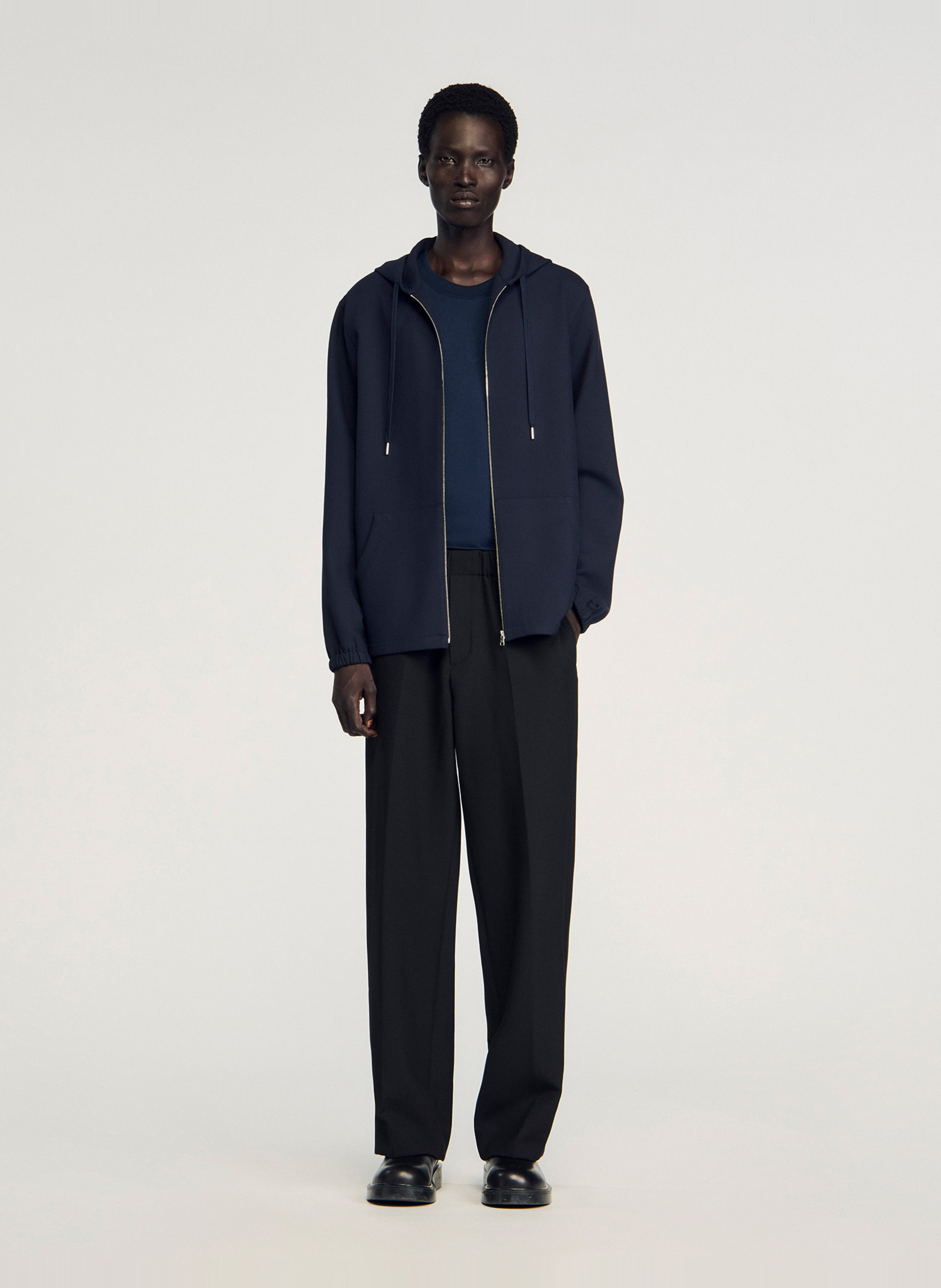 Sweat droit à capuche SANDRO Bleu