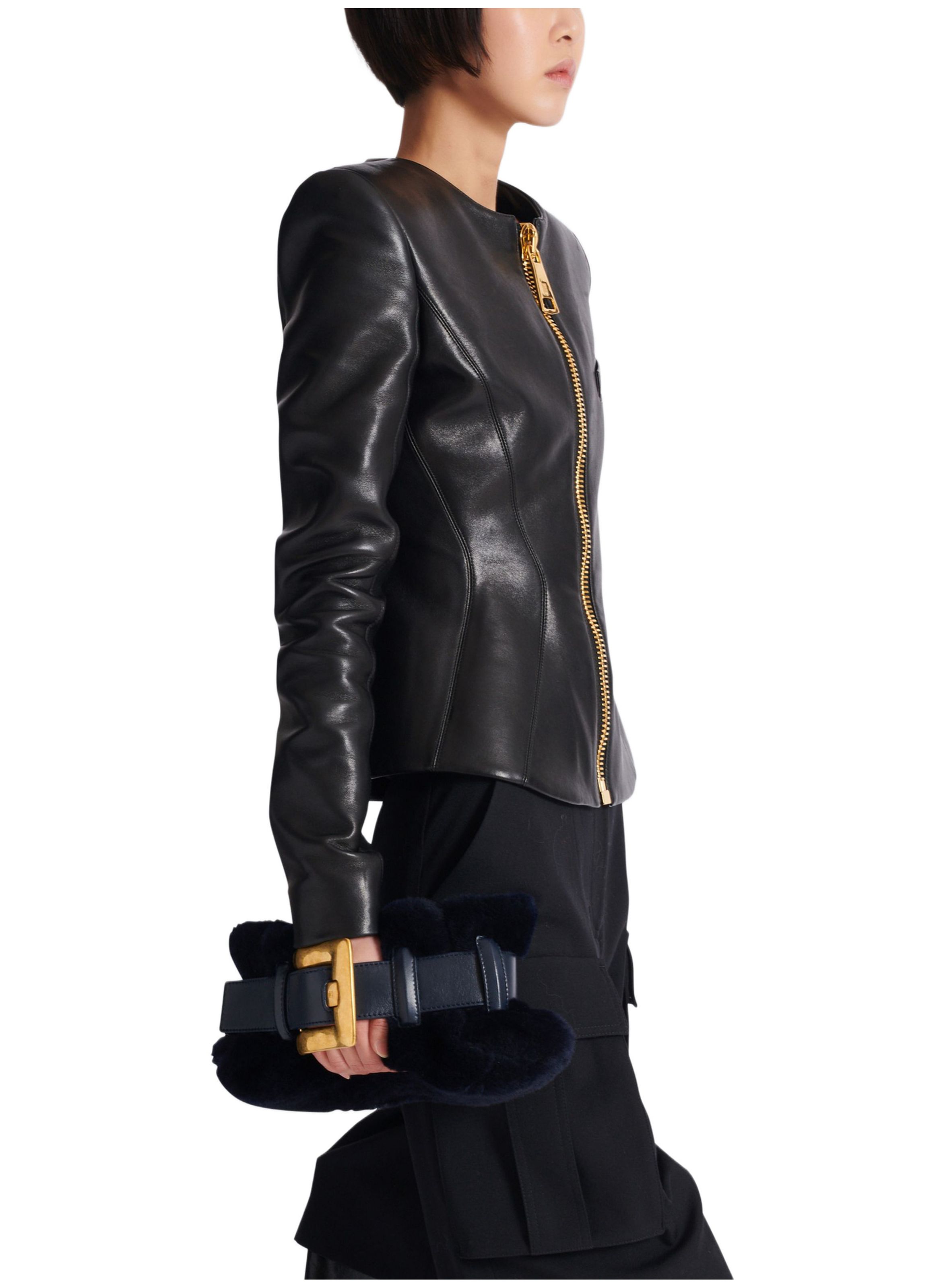 Sac anthem mini en shearling BALMAIN Bleu