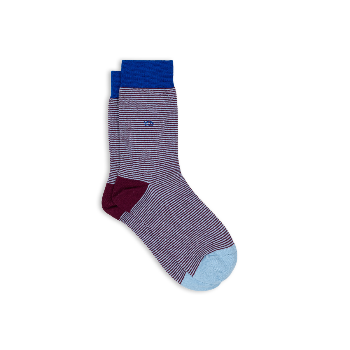 Chaussettes en coton peigné rayées  Bordeaux et bleu clair