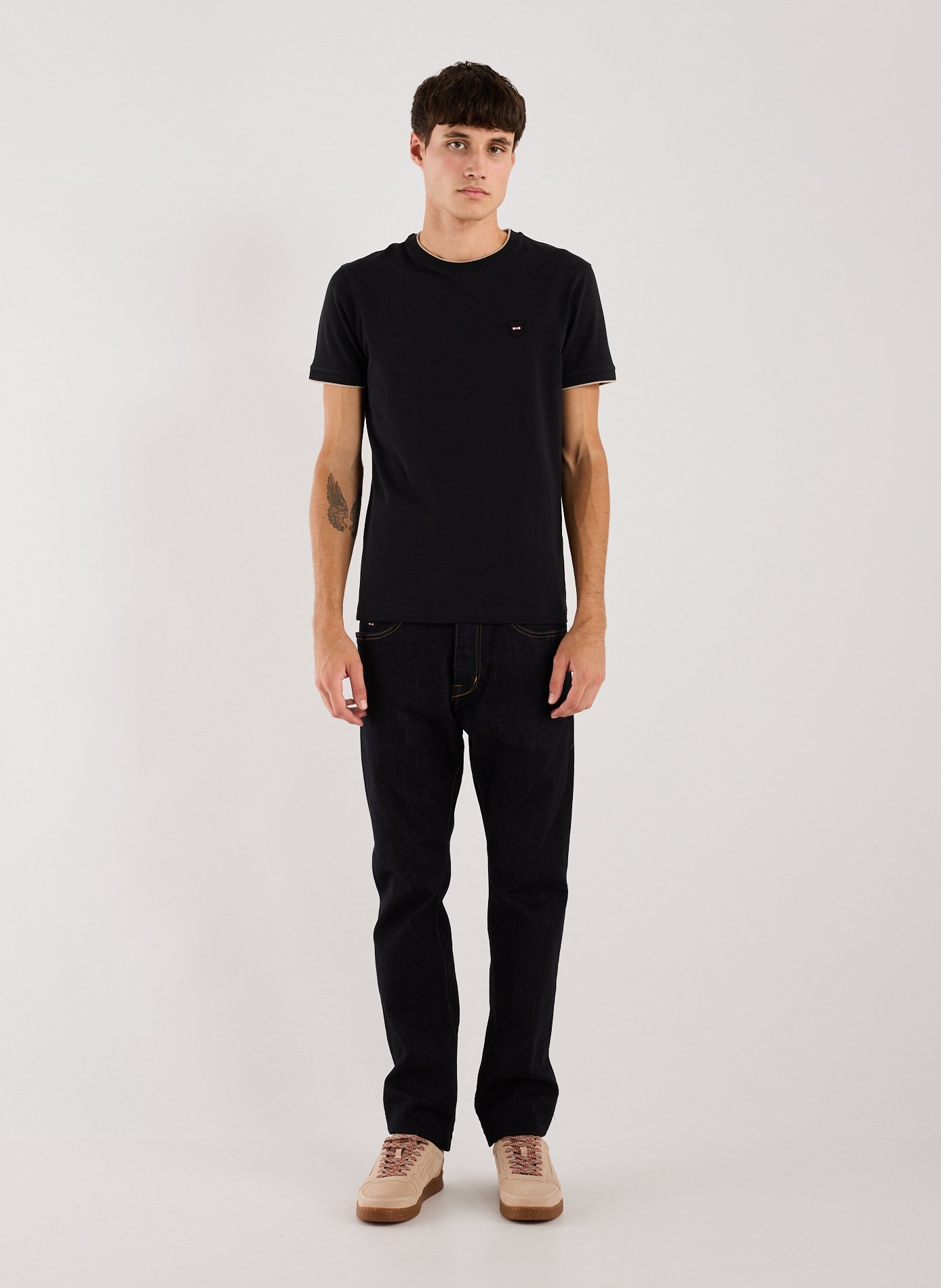 Plain t-shirt in blended cotton EDEN PARK Black