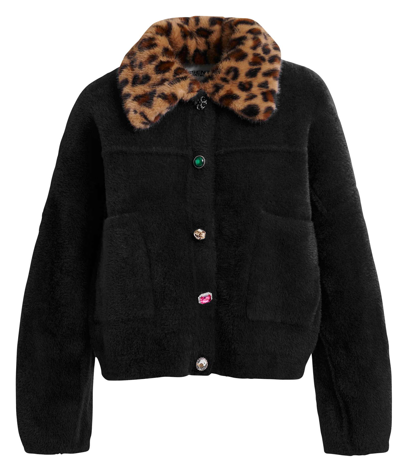 Cardigan ample à col fourrure amovible intention ESSENTIEL ANTWERP Noir